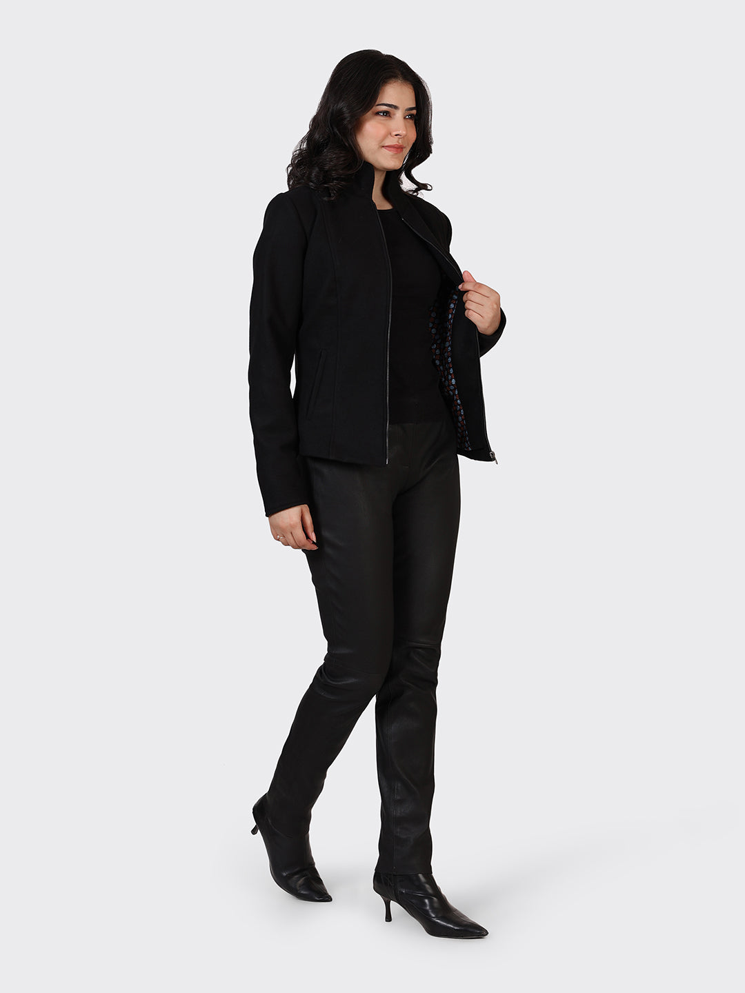 LADIES WOOLLEN JACKET-BLACK