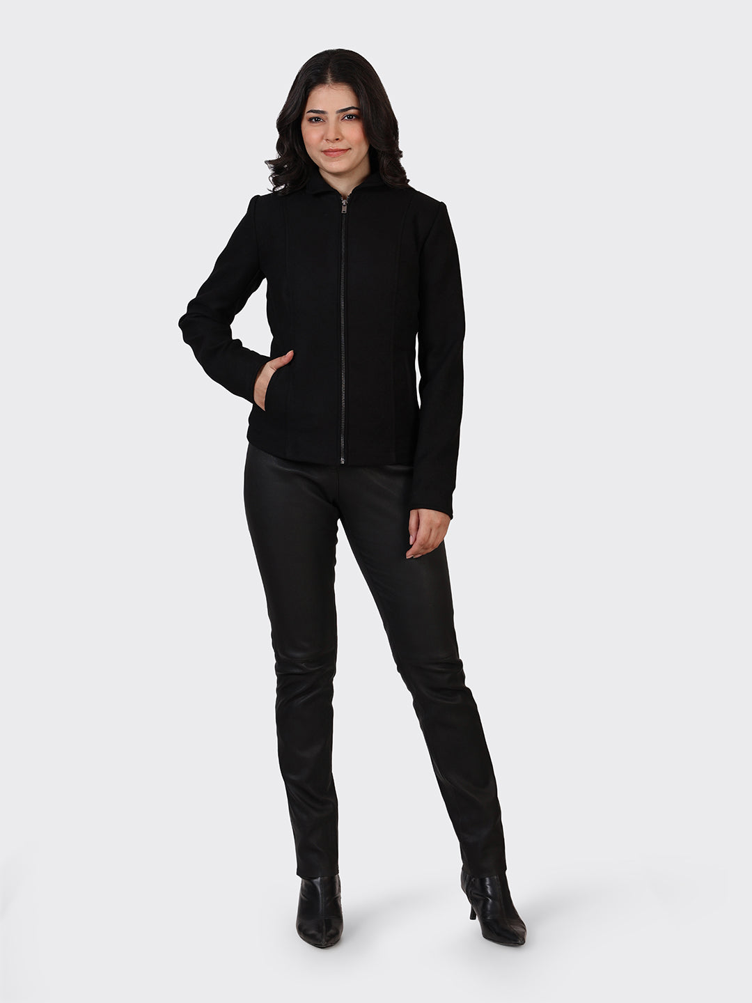 LADIES WOOLLEN JACKET-BLACK
