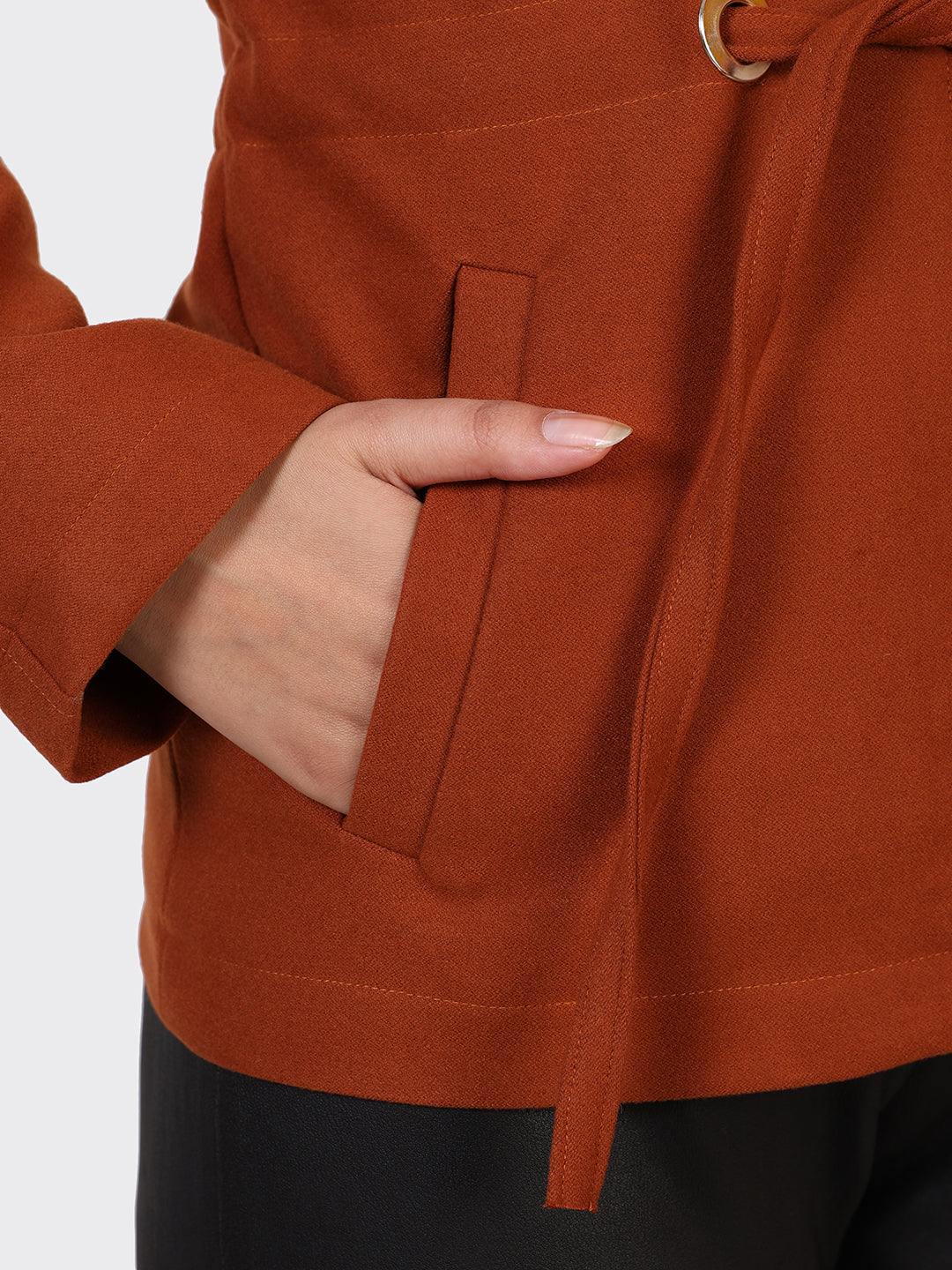 LADIES WOOLLEN JACKET-COGNAC