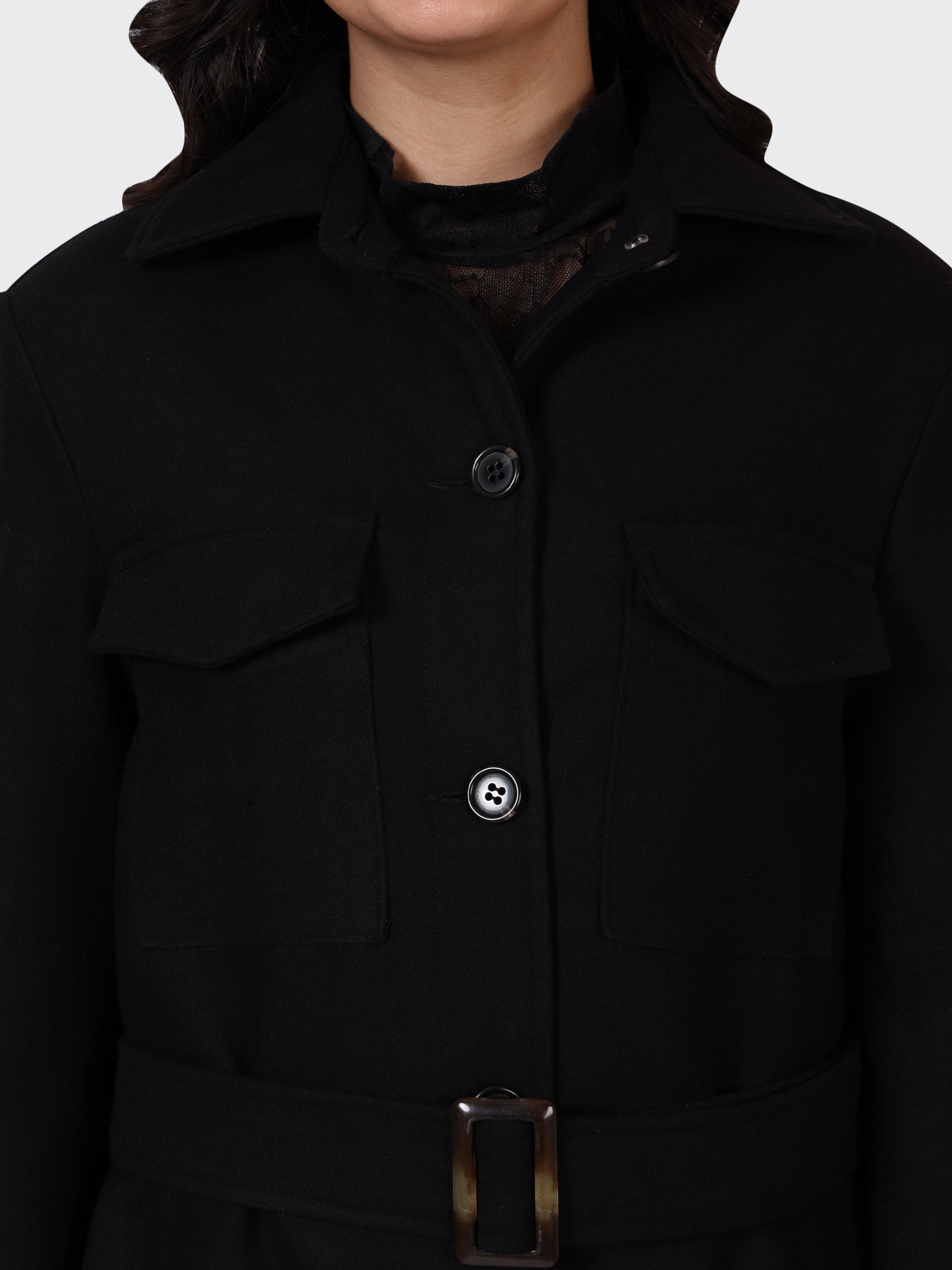 LADIES WOOLLEN JACKET-BLACK