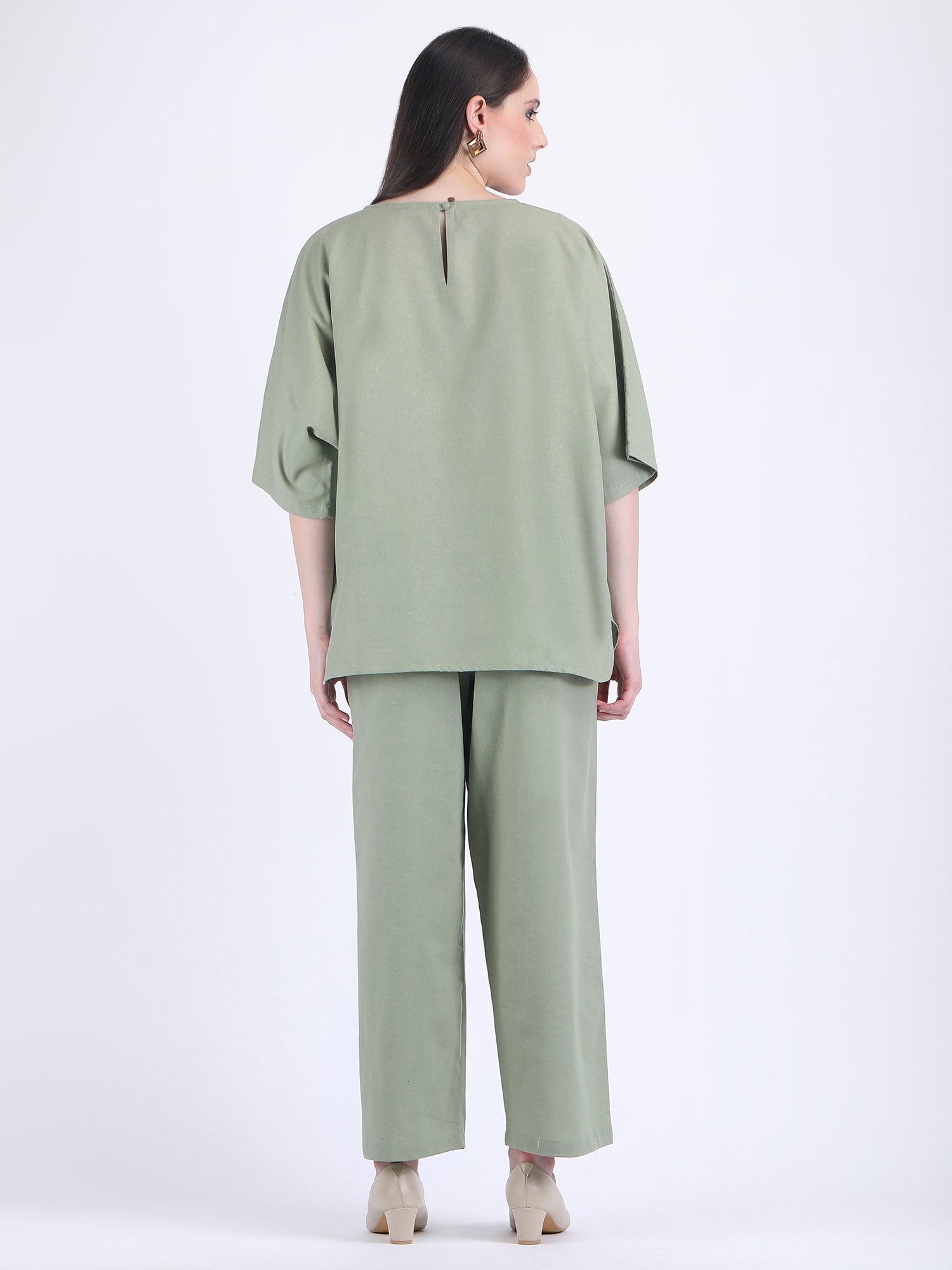 COTTON FLEX COMFORT WEAR COORD SET MINERAL GREEN