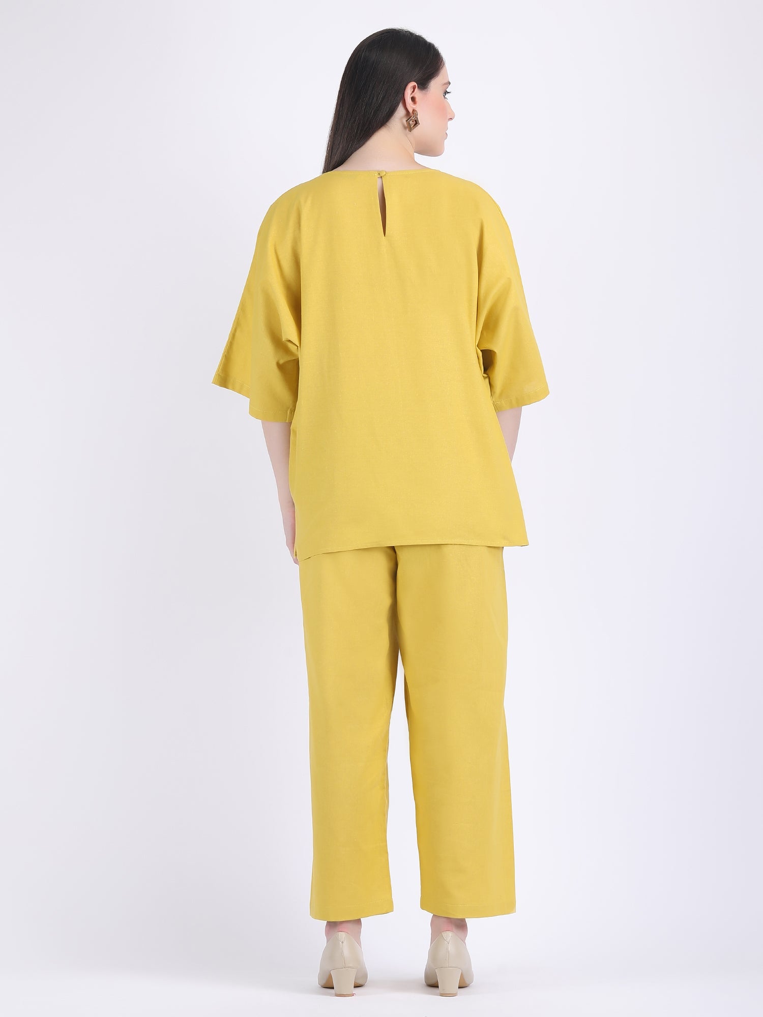 COTTON FLEX COMFORT WEAR COORD SET LEMON CURRY