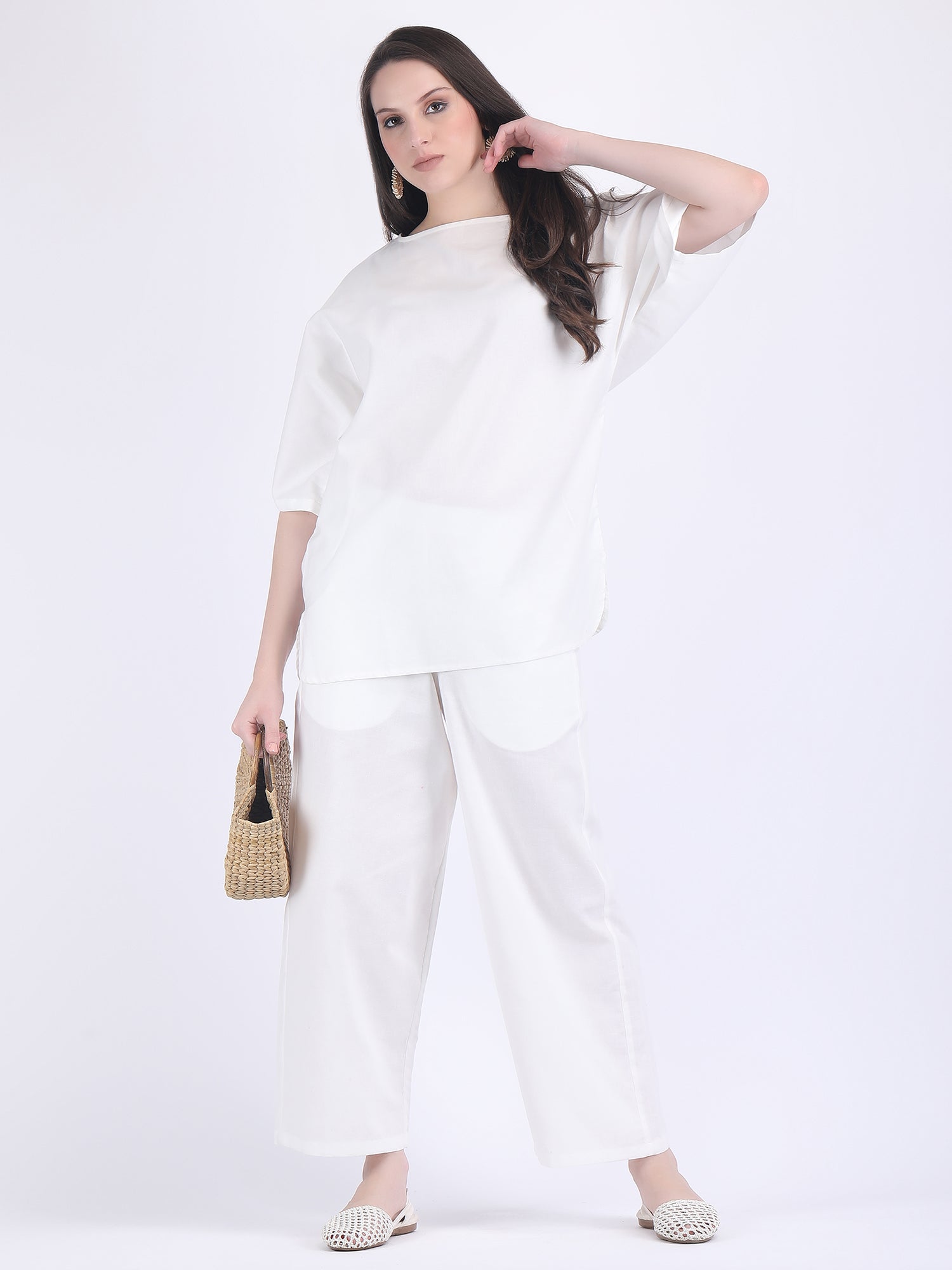 COTTON FLEX COMFORT WEAR COORD SET LUCENT WHITE