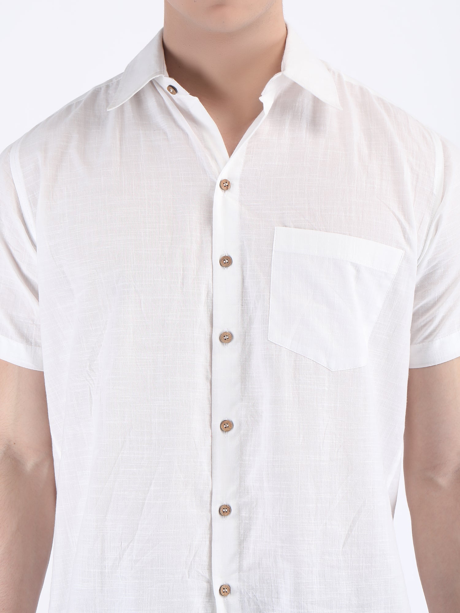 COTTON SLUB LIGHT WEIGHT SUMMER SHIRT IN WHITE