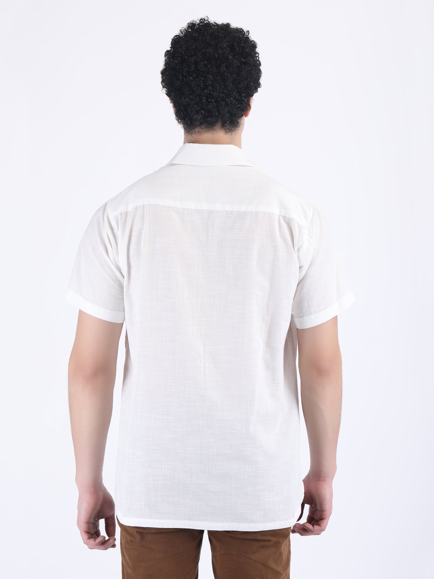 COTTON SLUB LIGHT WEIGHT SUMMER SHIRT IN WHITE