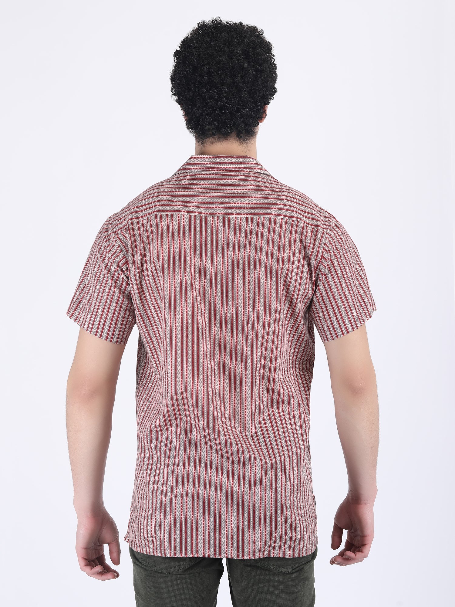 COTTON  SUMMER SHIRT IN STRIPED GREY RED
