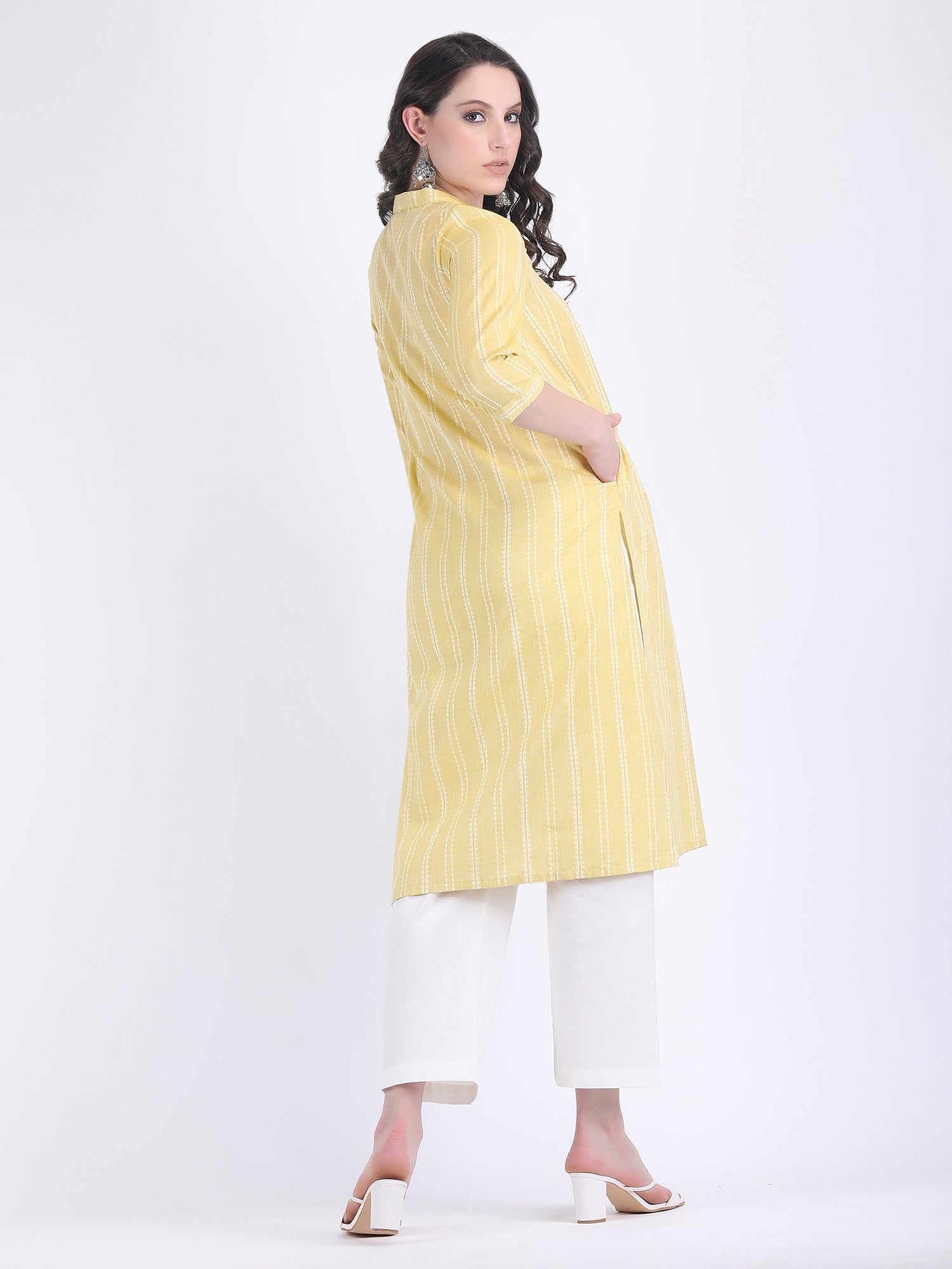 COTTON HANDLOOM COMFORT WEAR KURTA SET FRENCH VANILLA