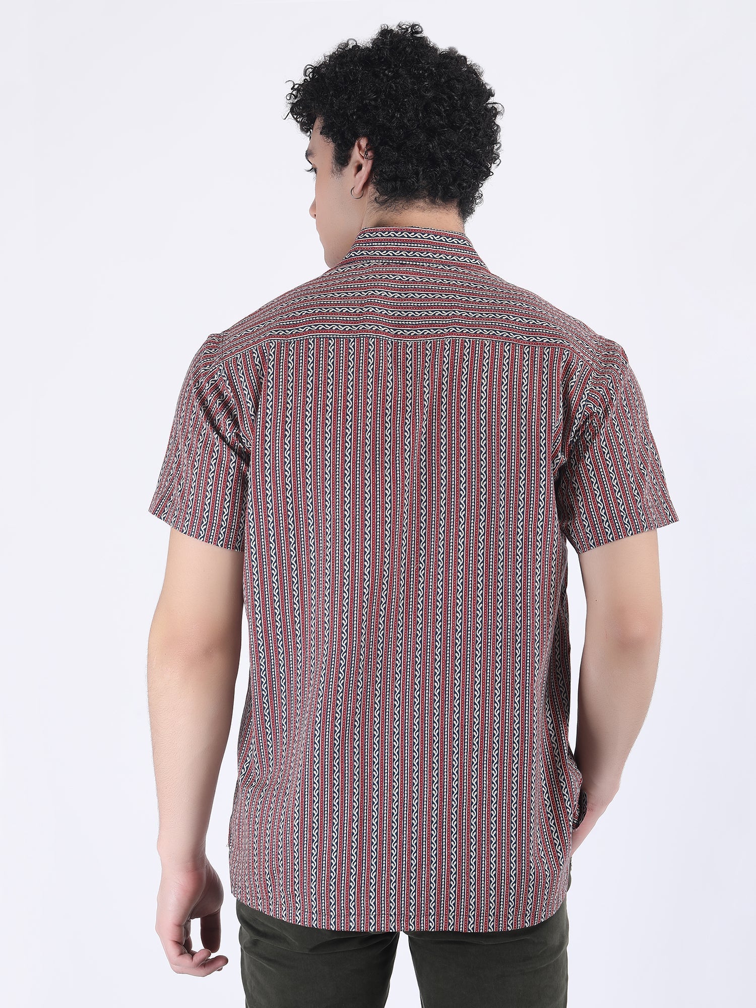 COTTON  SUMMER SHIRT IN STRIPED RED BLUE