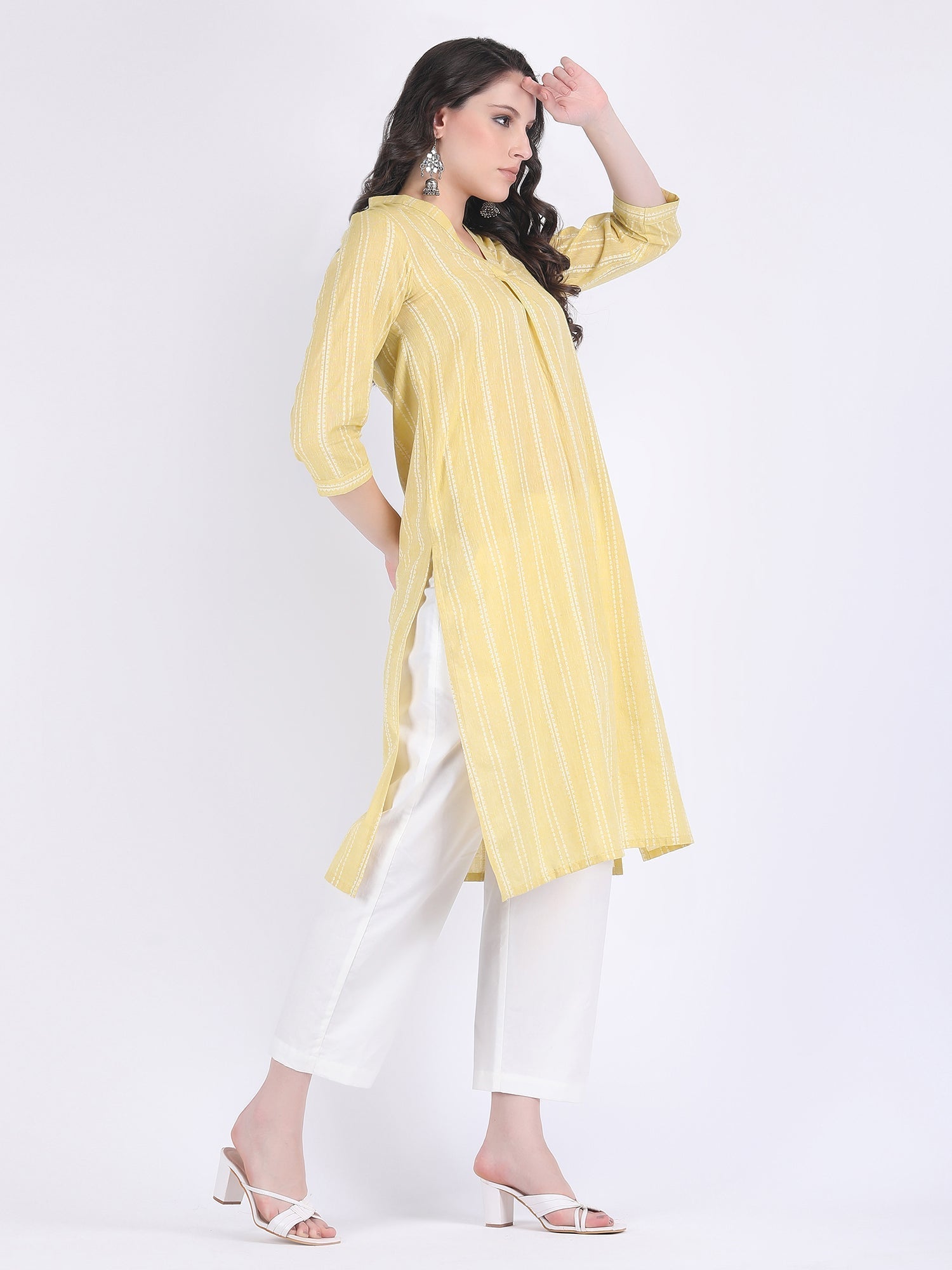 COTTON HANDLOOM COMFORT WEAR KURTA SET FRENCH VANILLA