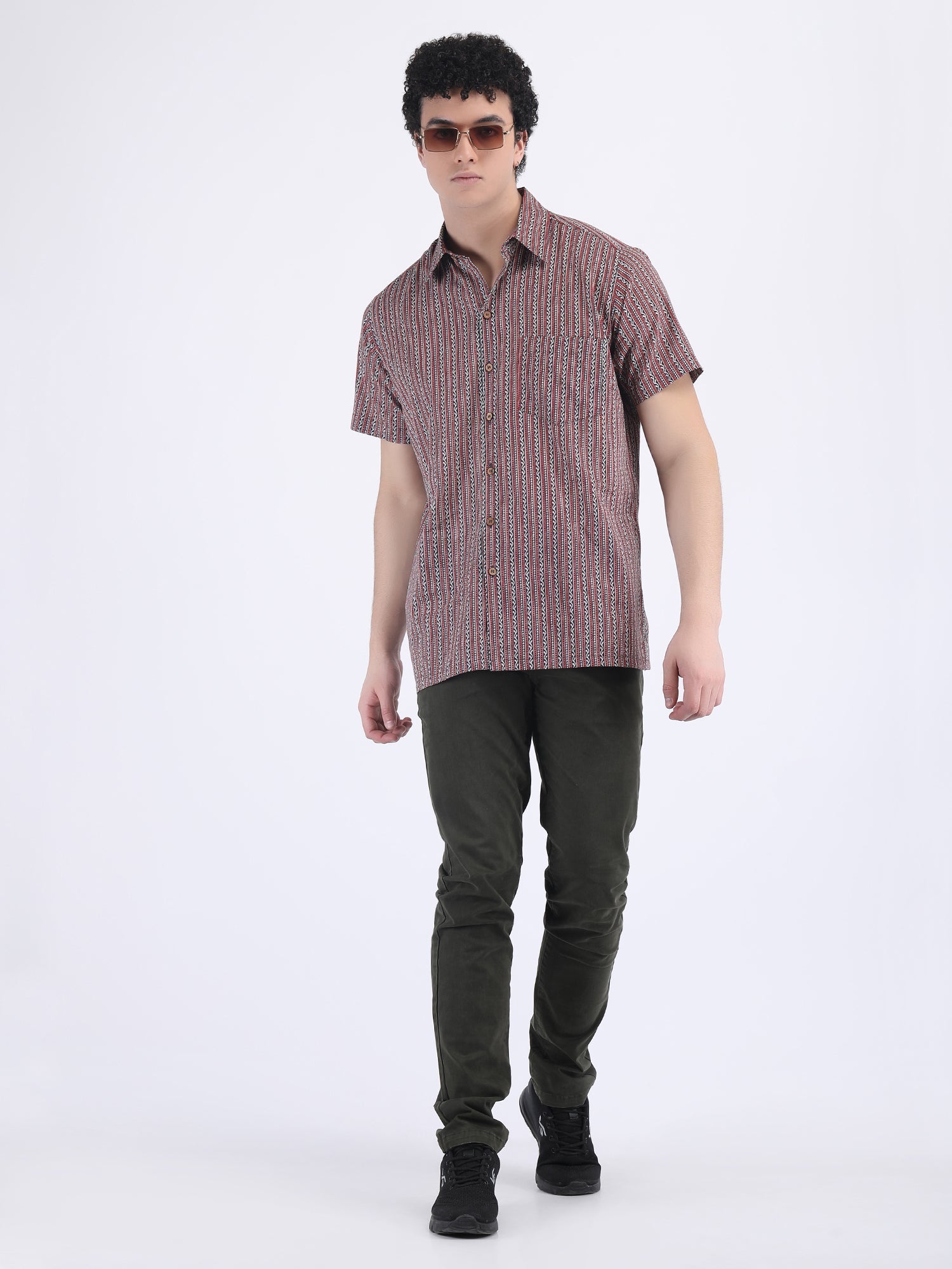 COTTON  SUMMER SHIRT IN STRIPED RED BLUE