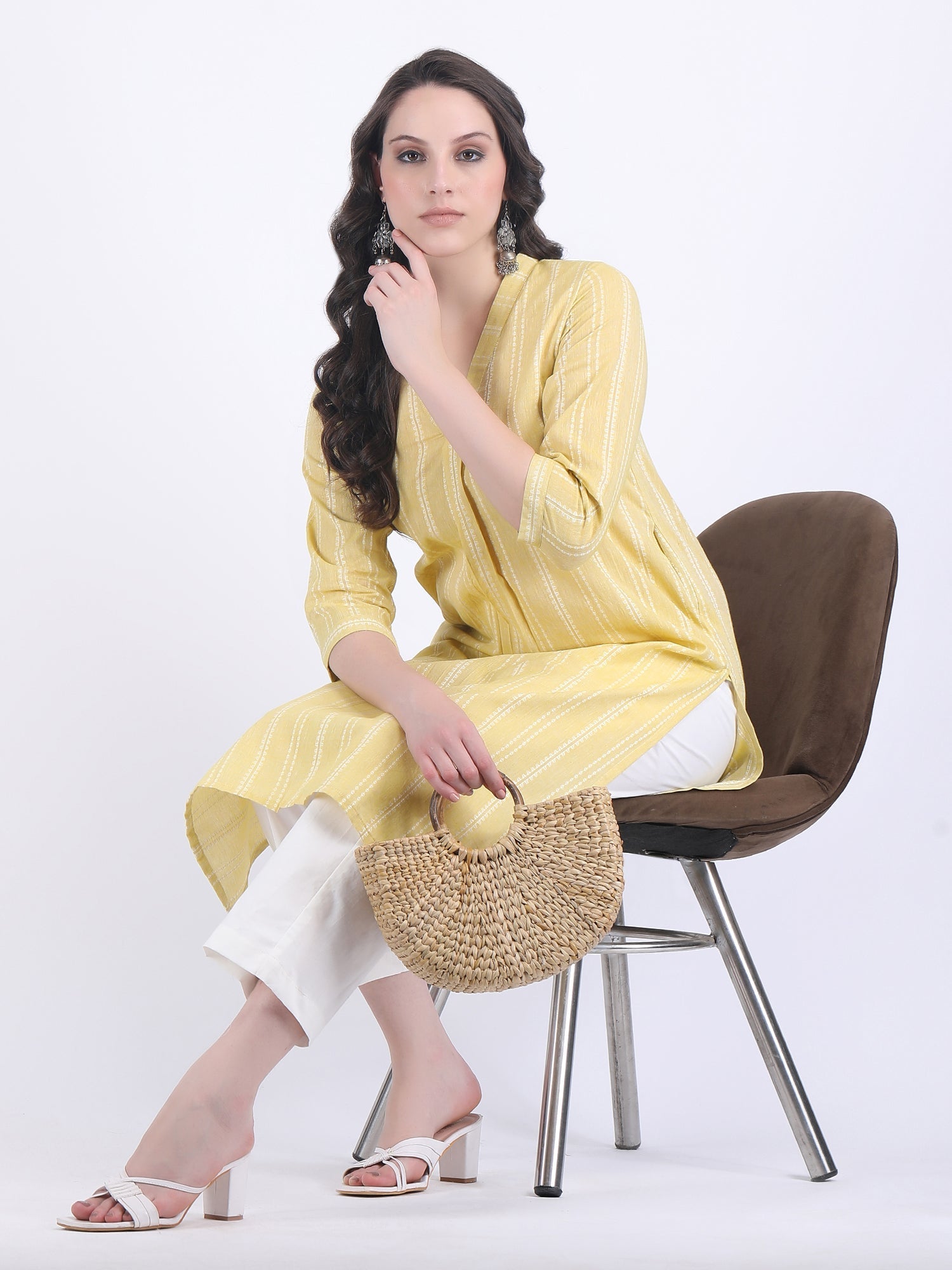 COTTON HANDLOOM COMFORT WEAR KURTA SET FRENCH VANILLA