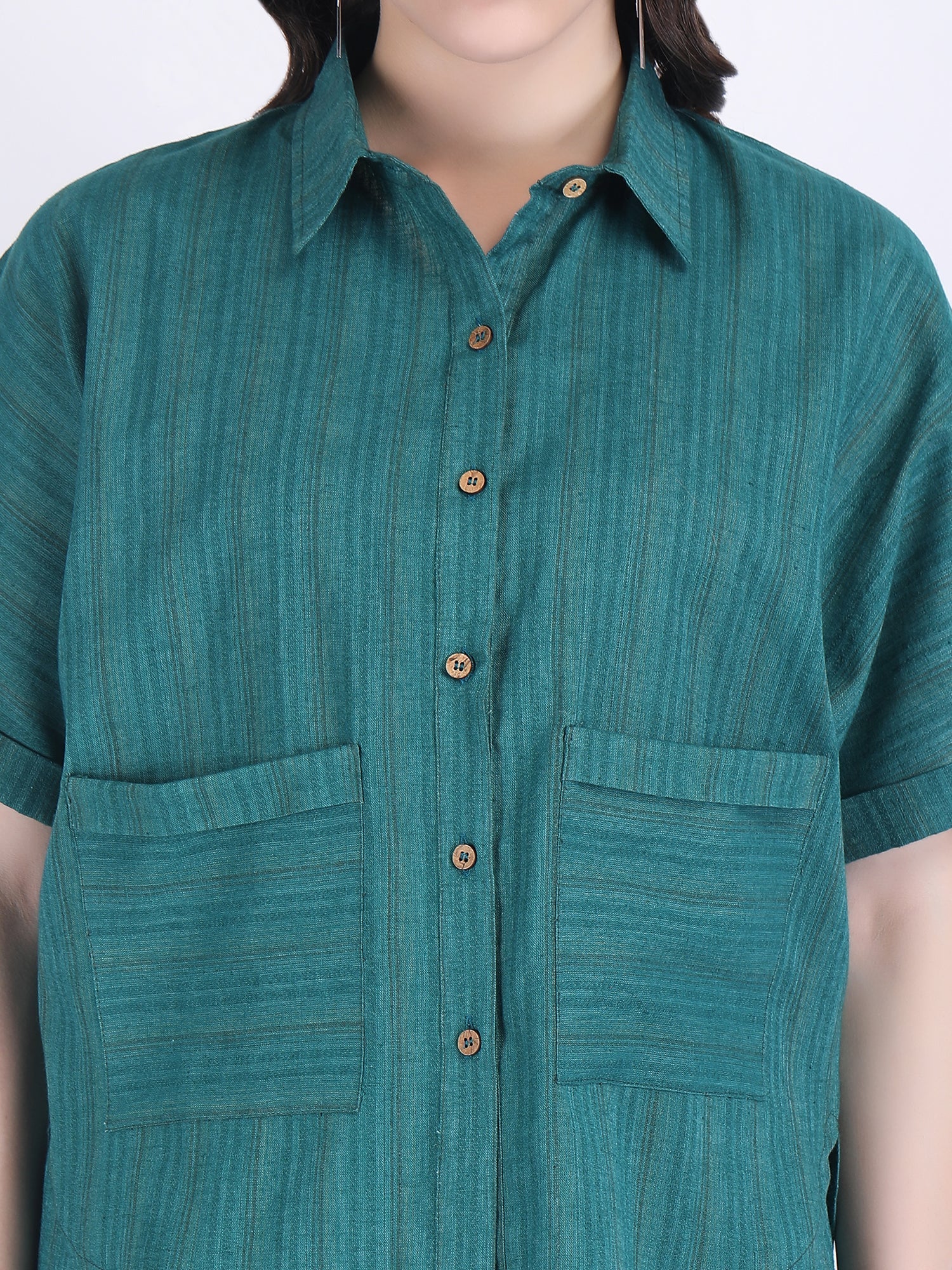 COTTON FLEX SELF STRIPED COORD SET ALPINE GREEN