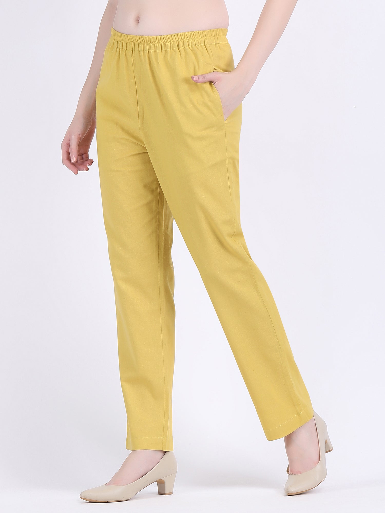 COTTON FLEX COMFORT WEAR KURTA SET LEMON CURRY