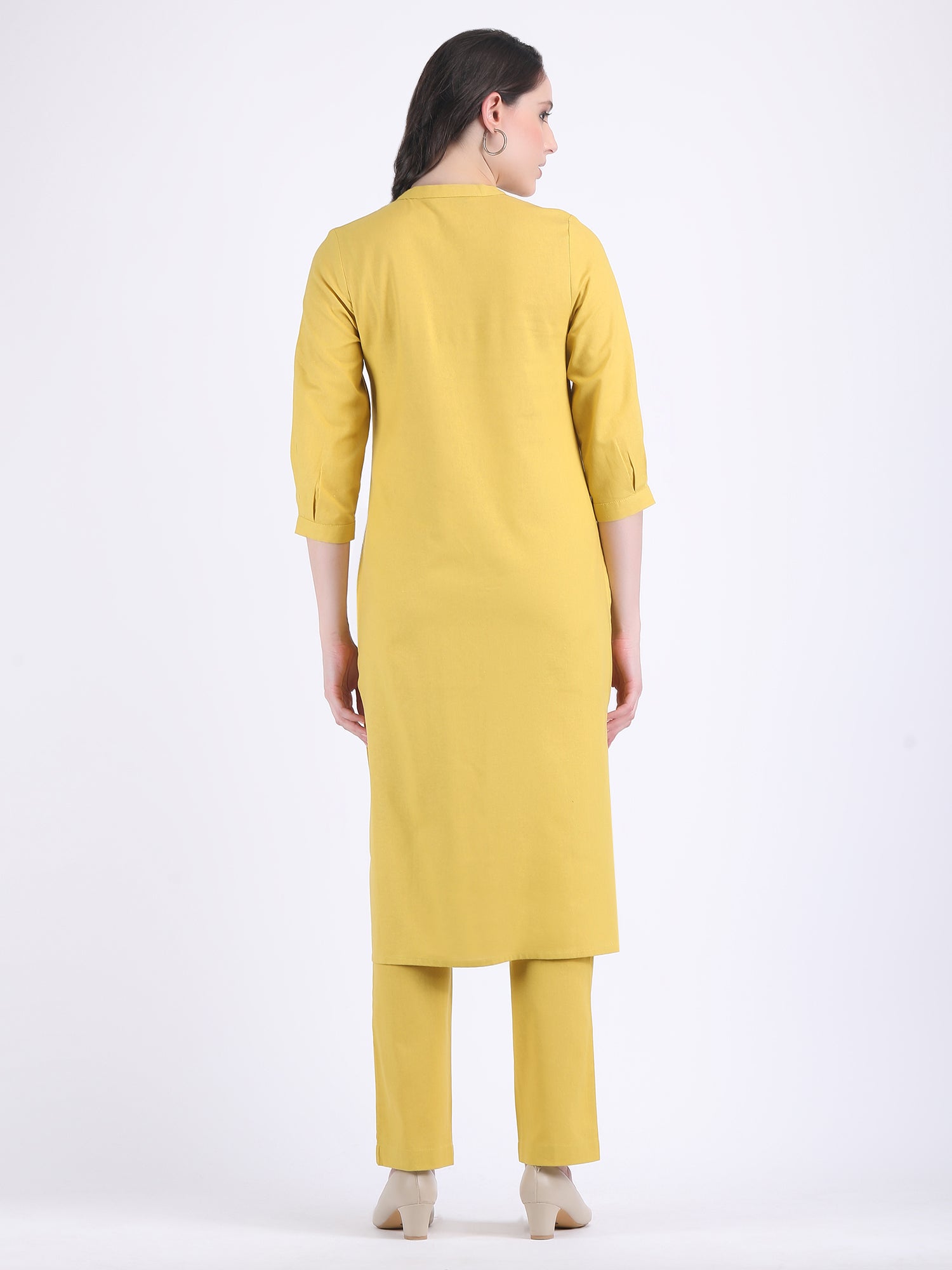 COTTON FLEX COMFORT WEAR KURTA SET LEMON CURRY