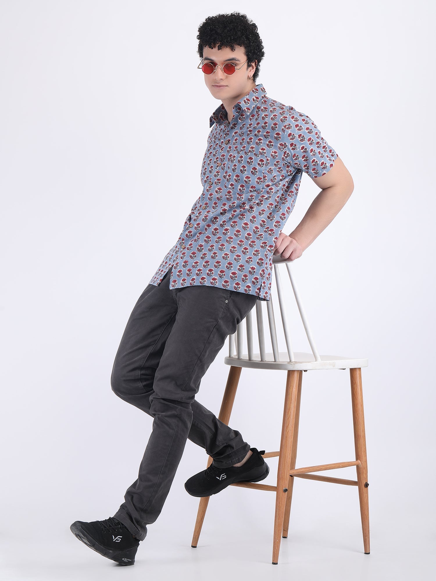 COTTON SUMMER SHIRT BLOCK PRINT IN INDIGO