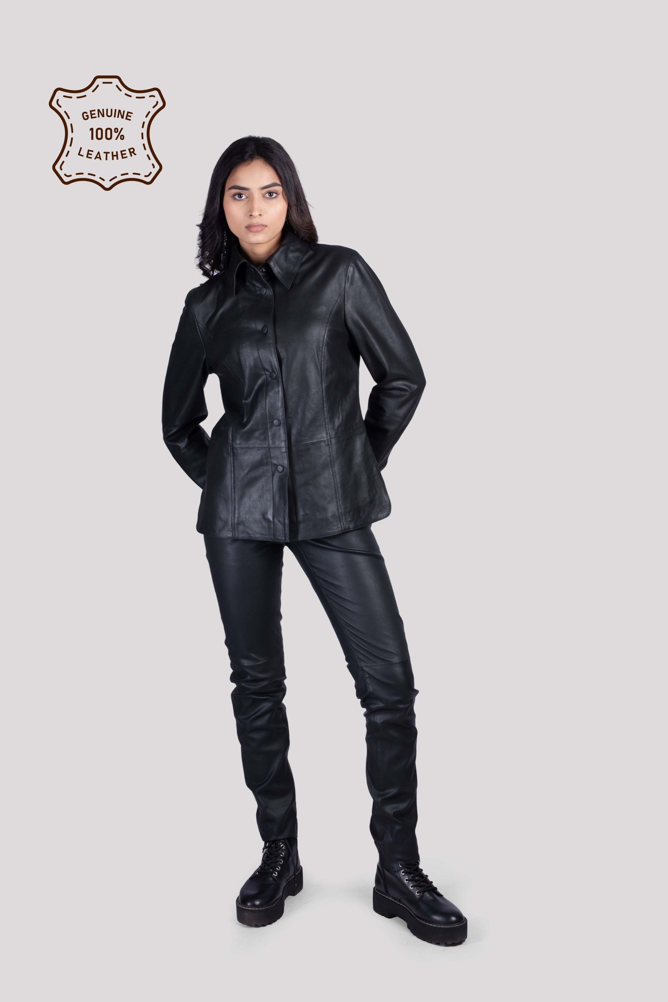 LADIES LEATHER SHIRT