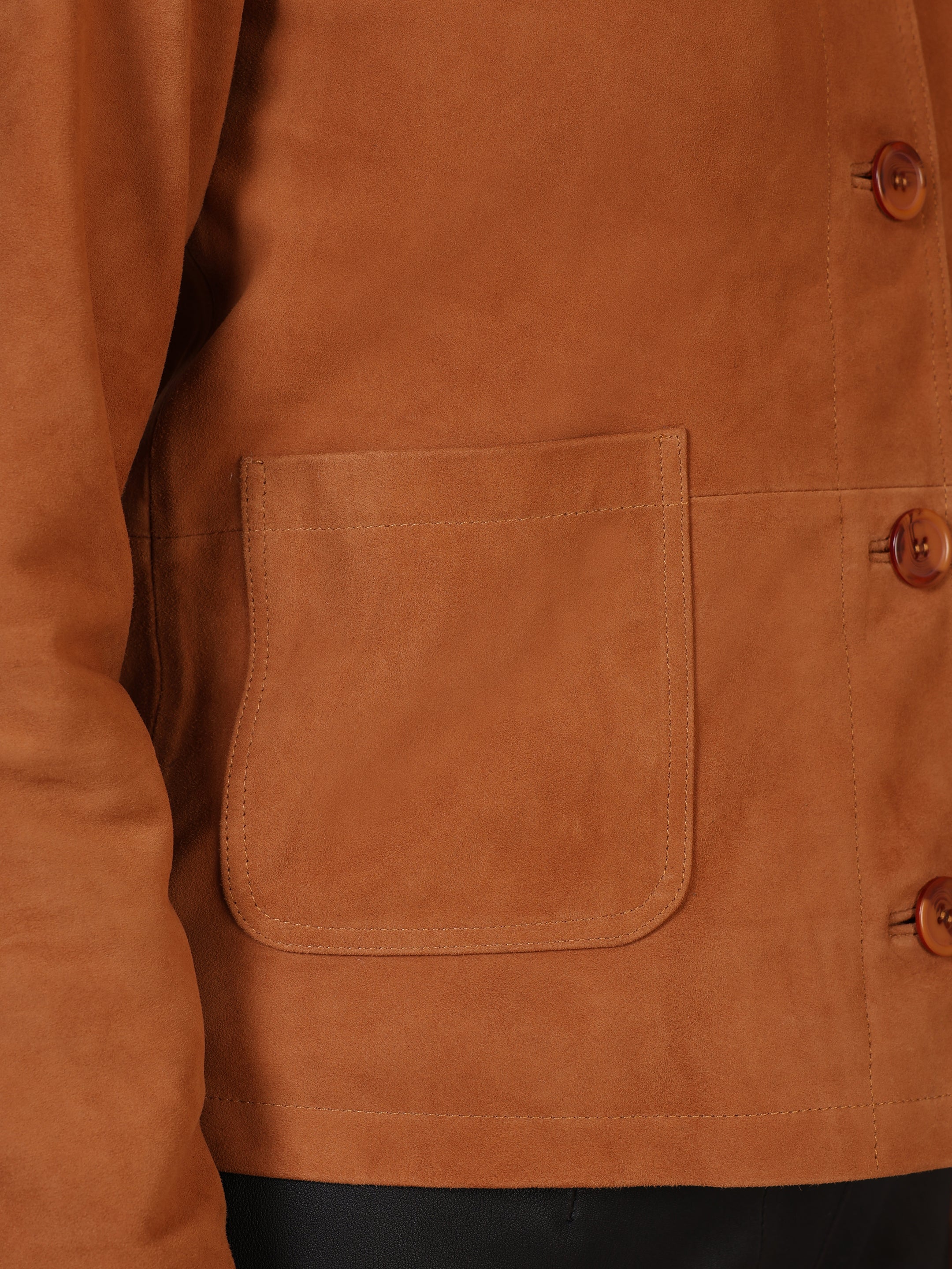 LADIES SUEDE LEATHER JACKET-COGNAC