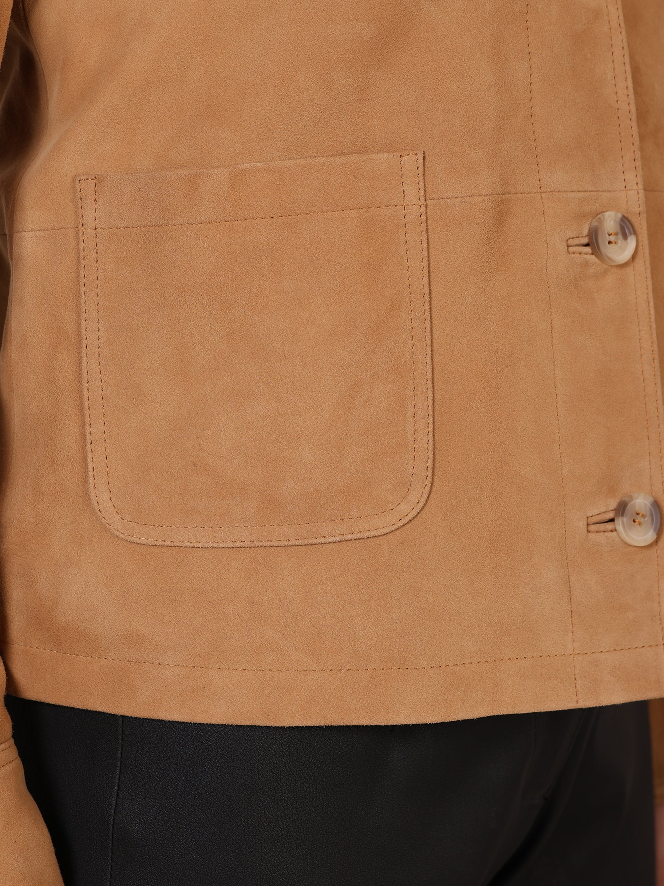 LADIES SUEDE LEATHER JACKET-SAND