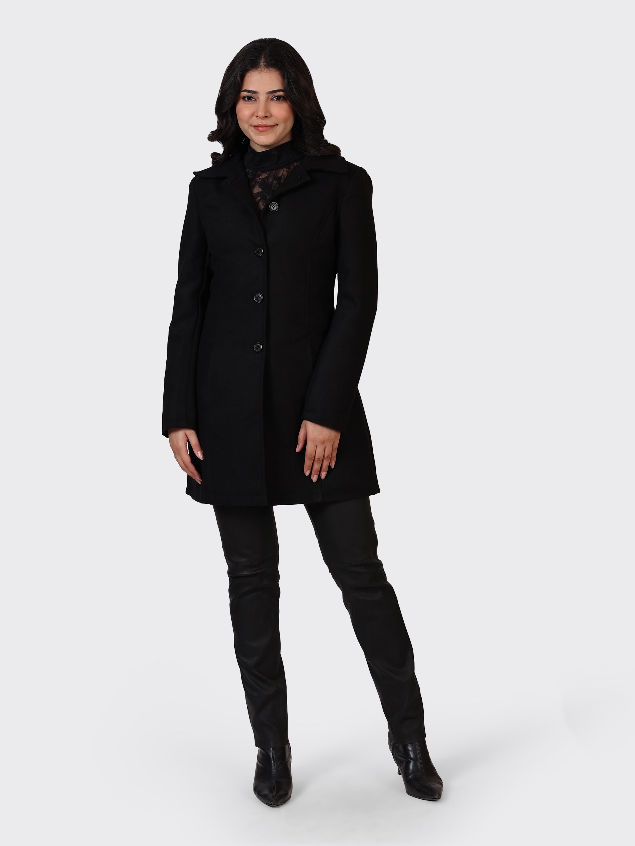 LADIES WOOLLEN JACKET-BLACK