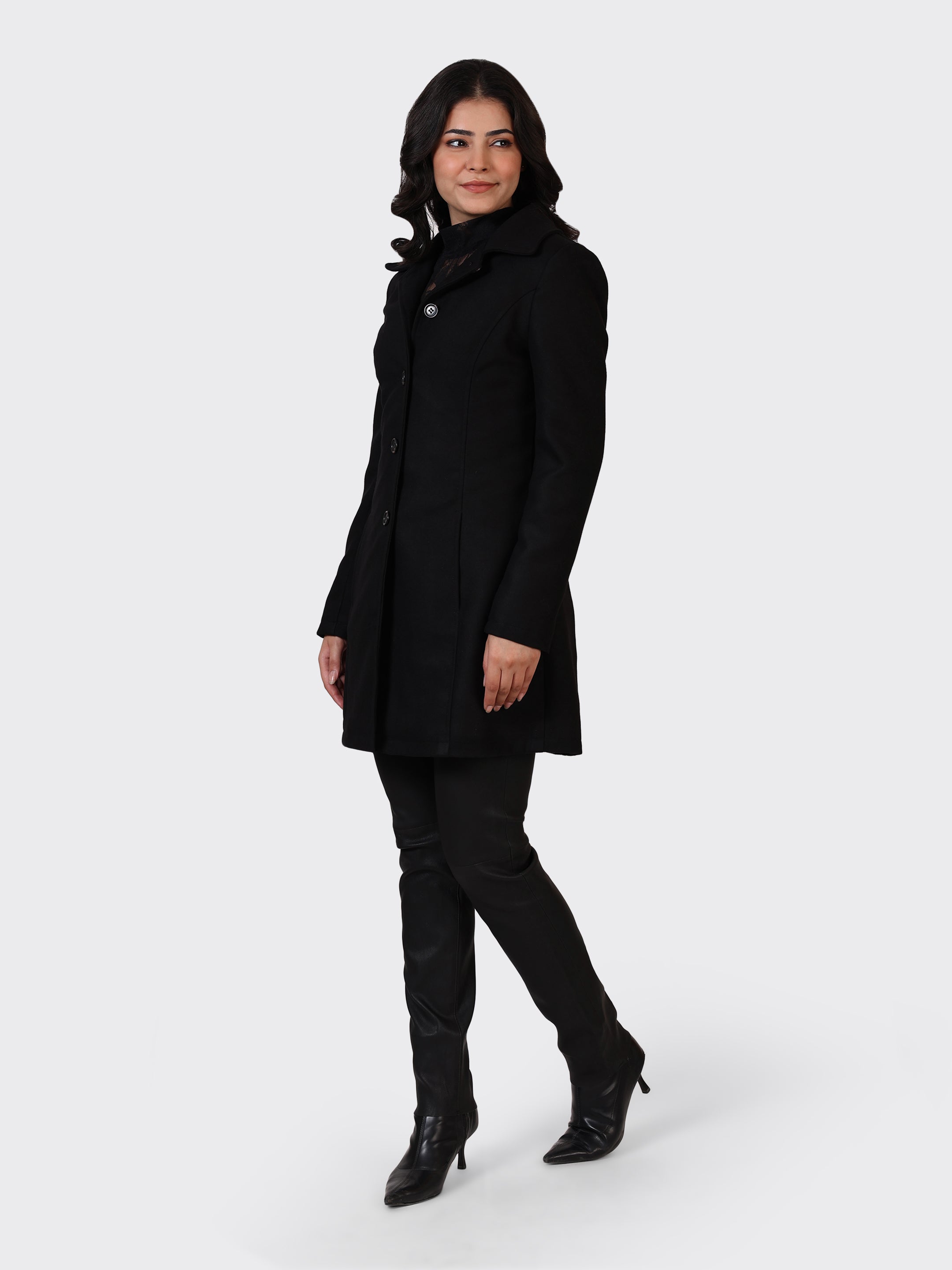 LADIES WOOLLEN JACKET-BLACK