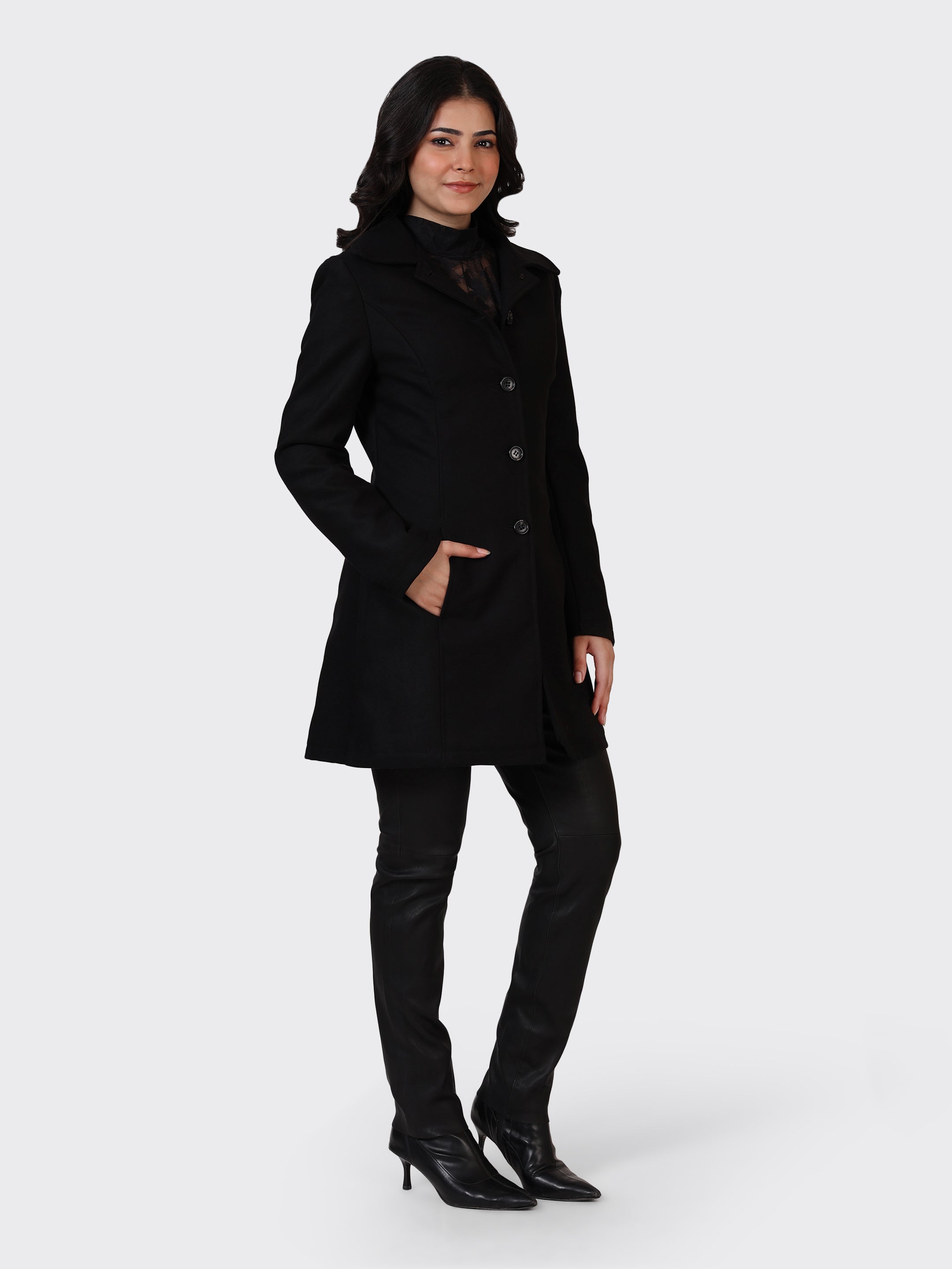 LADIES WOOLLEN JACKET-BLACK