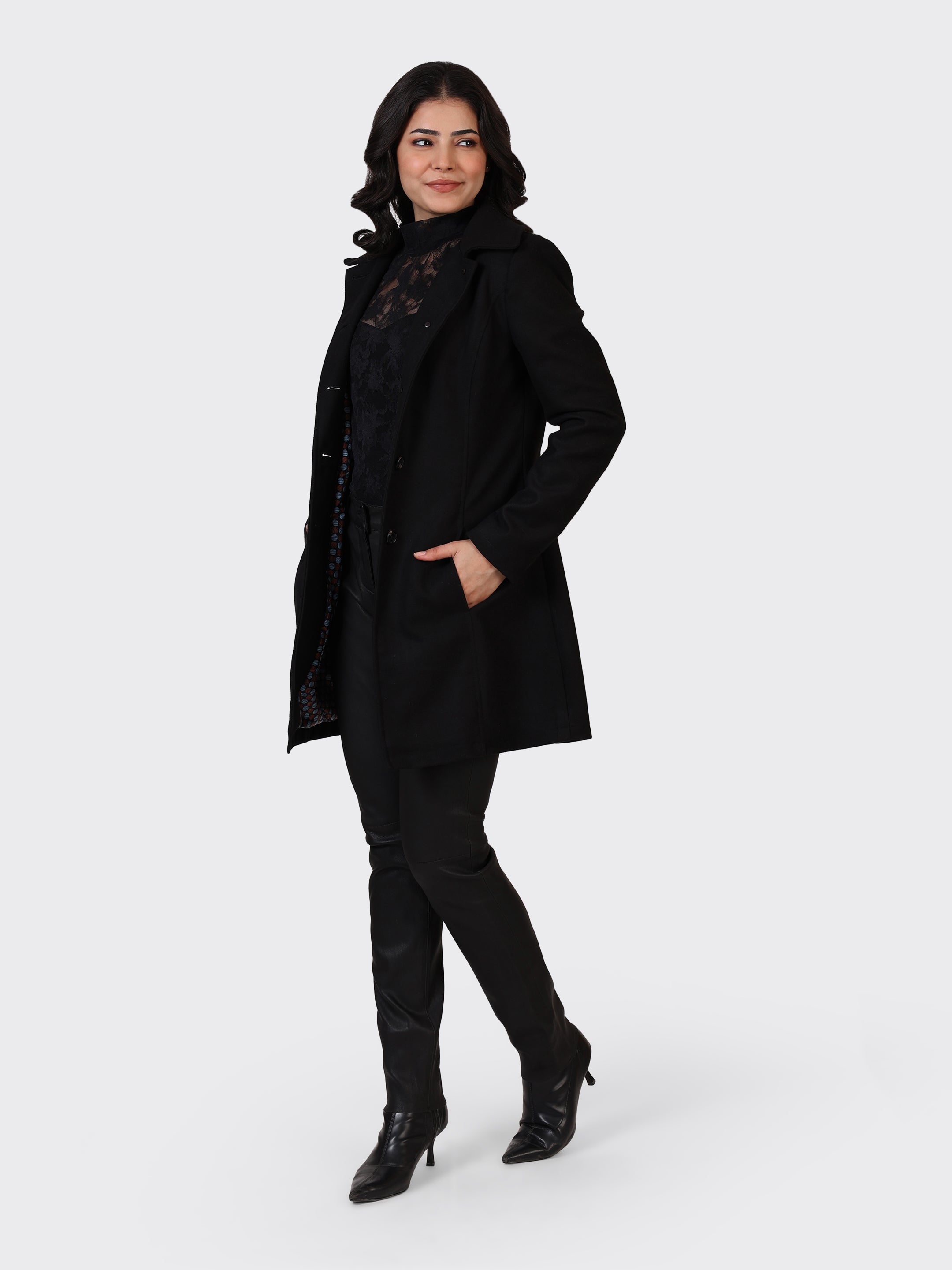 LADIES WOOLLEN JACKET-BLACK
