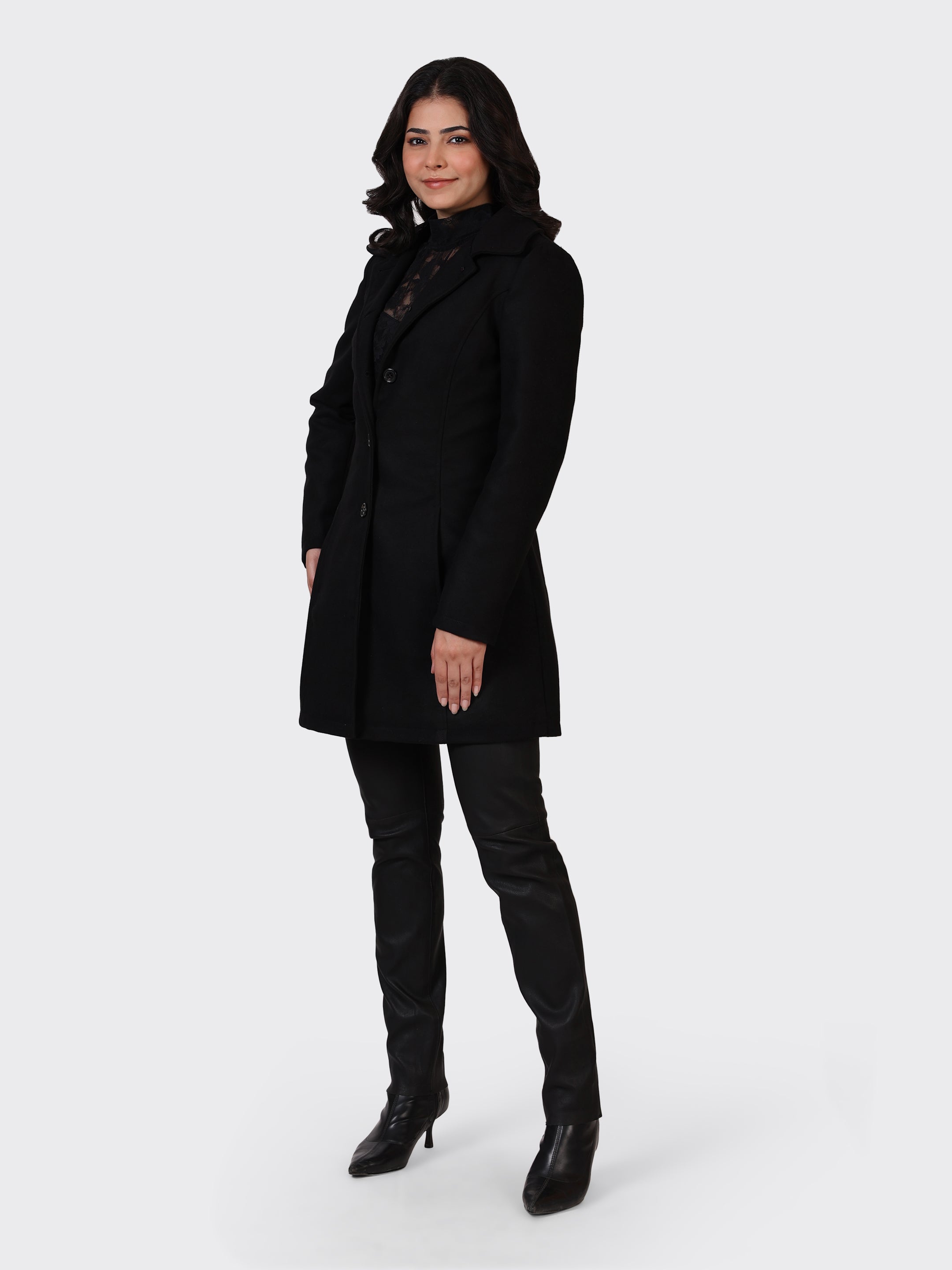 LADIES WOOLLEN JACKET-BLACK