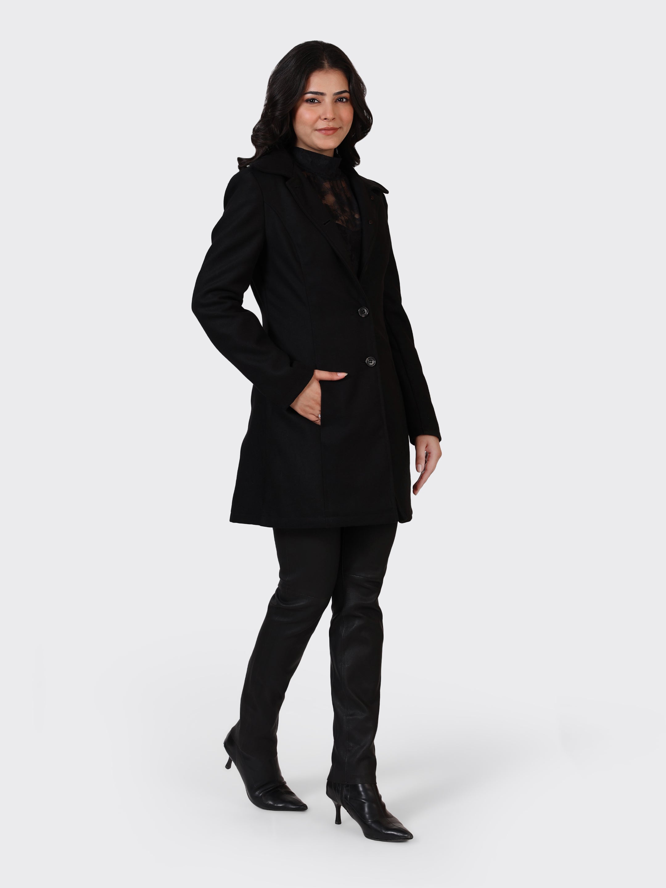 LADIES WOOLLEN JACKET-BLACK