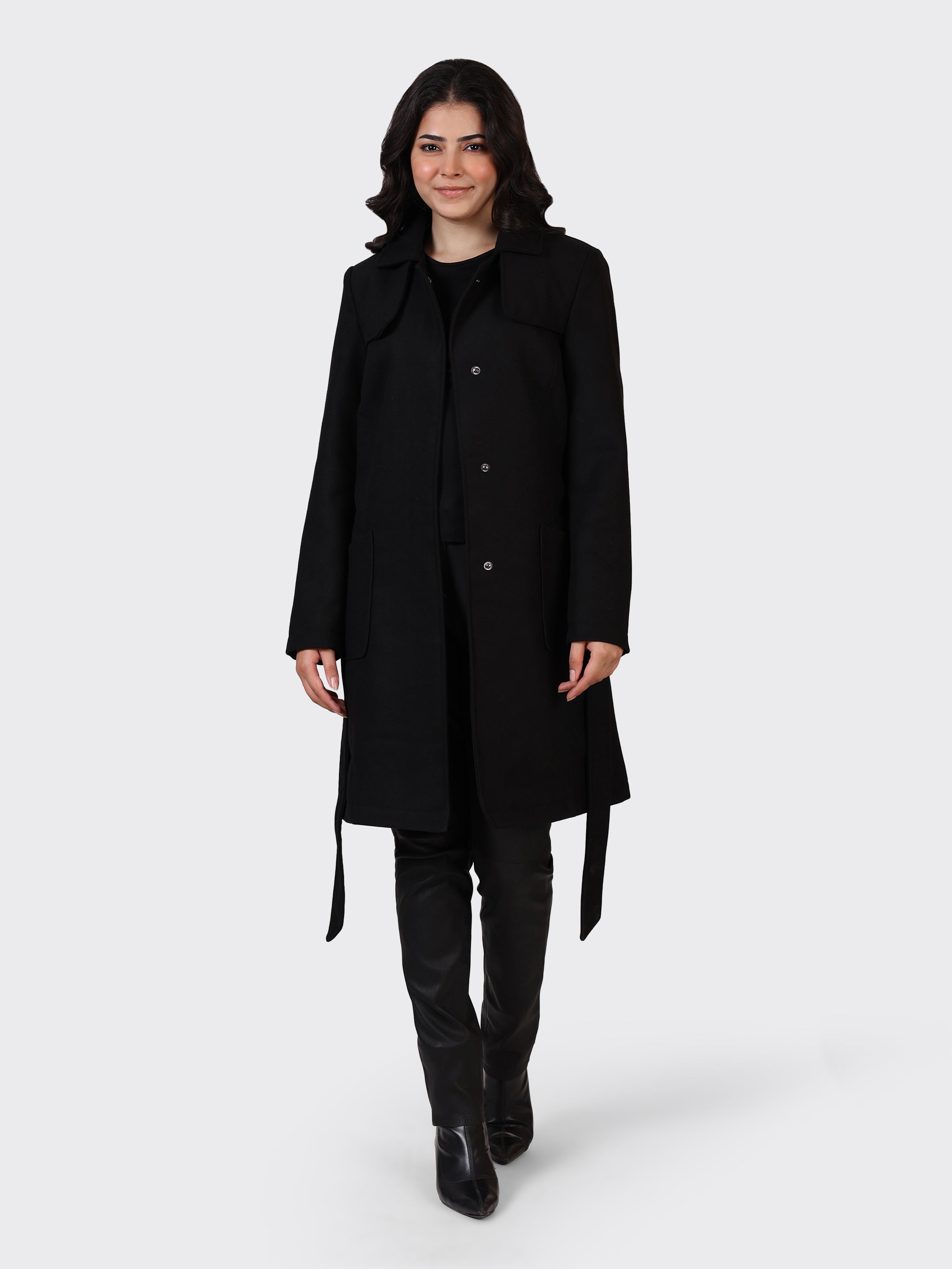 LADIES WOOLLEN JACKET-BLACK