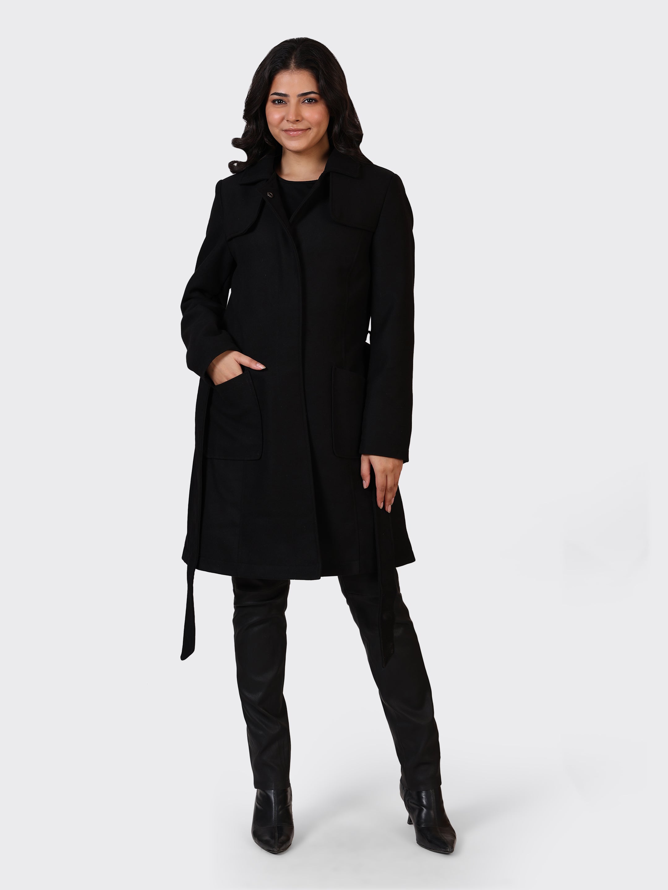 LADIES WOOLLEN JACKET-BLACK
