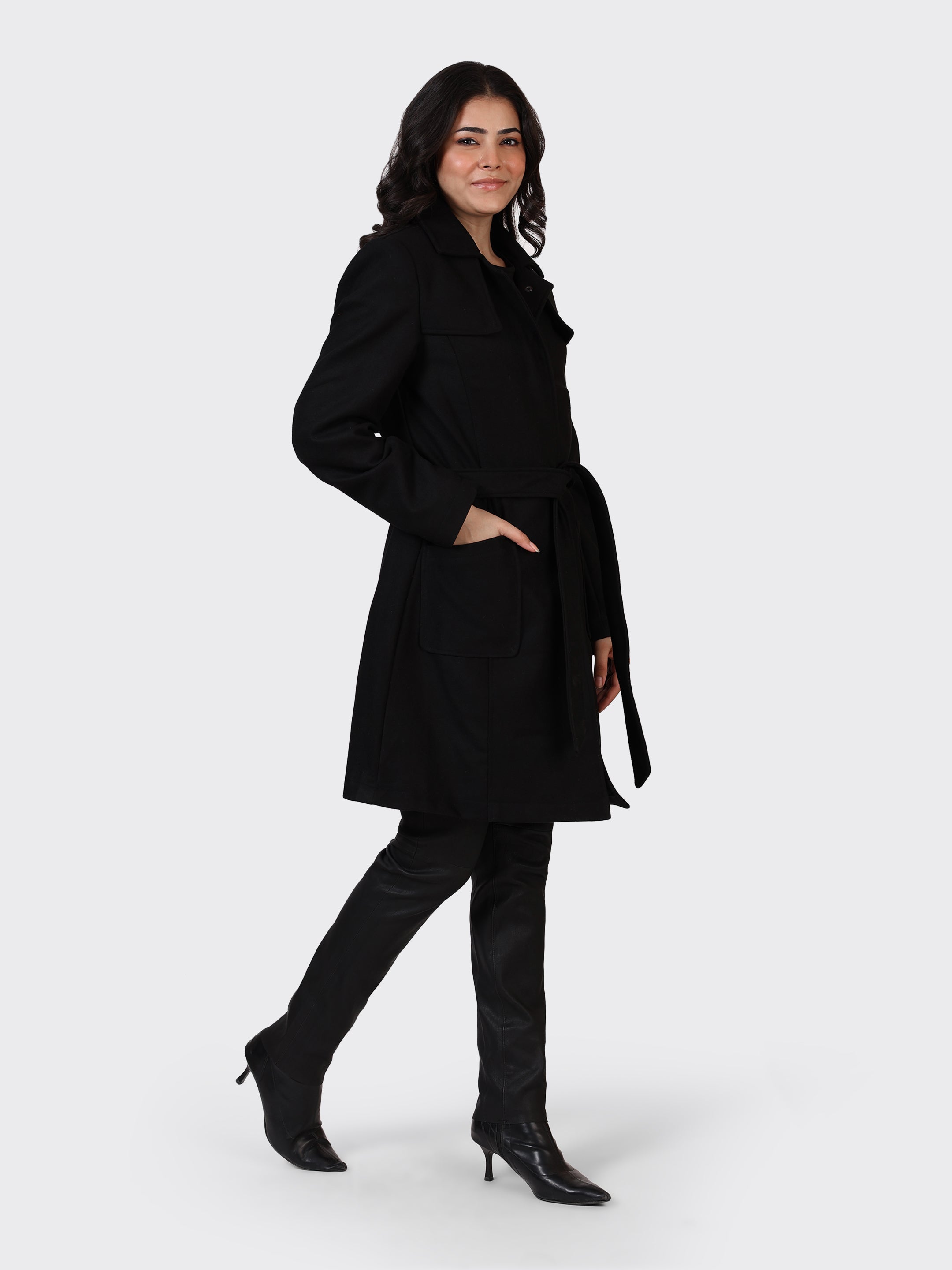 LADIES WOOLLEN JACKET-BLACK