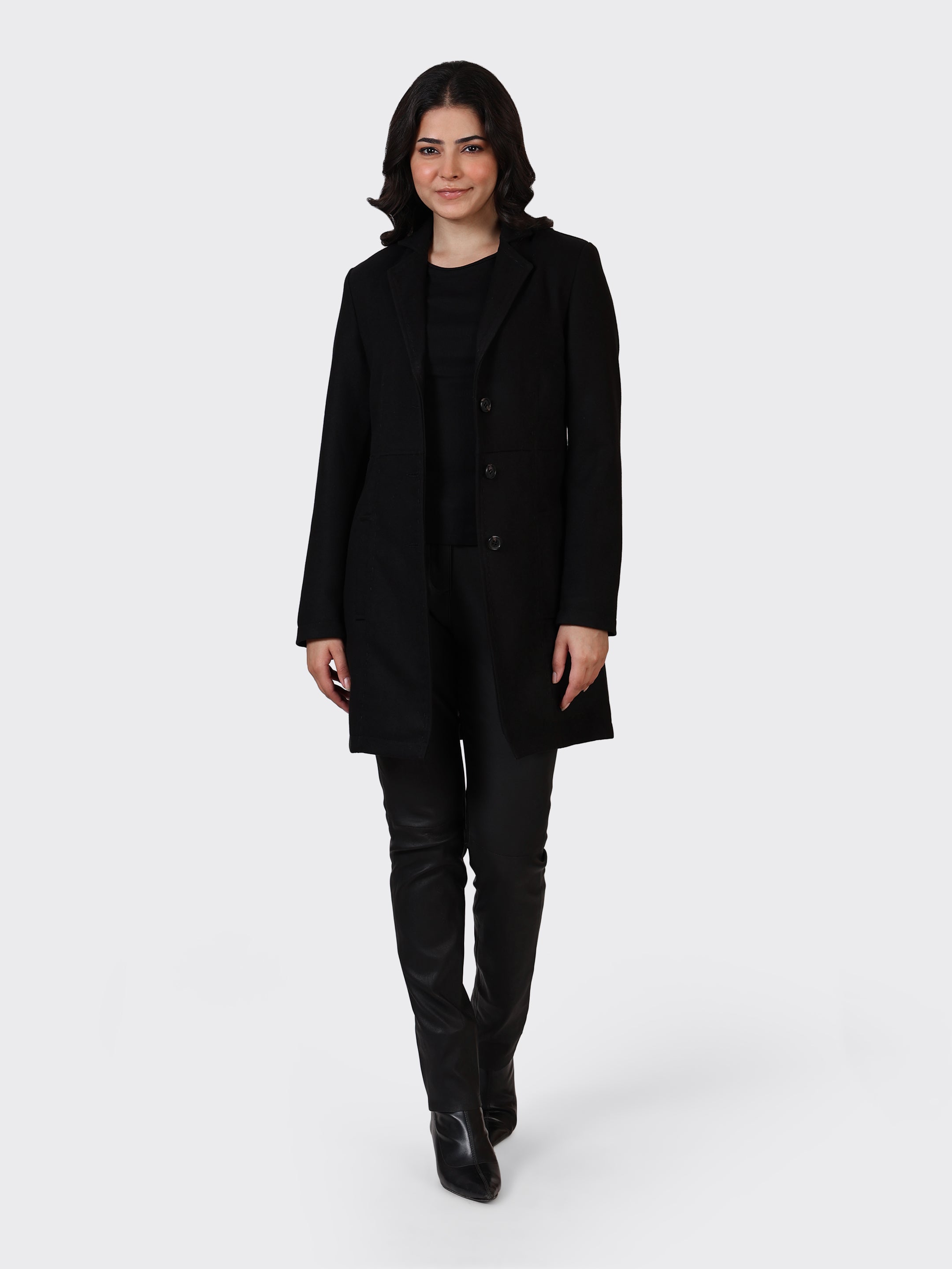 LADIES WOOLLEN JACKET-COGNAC