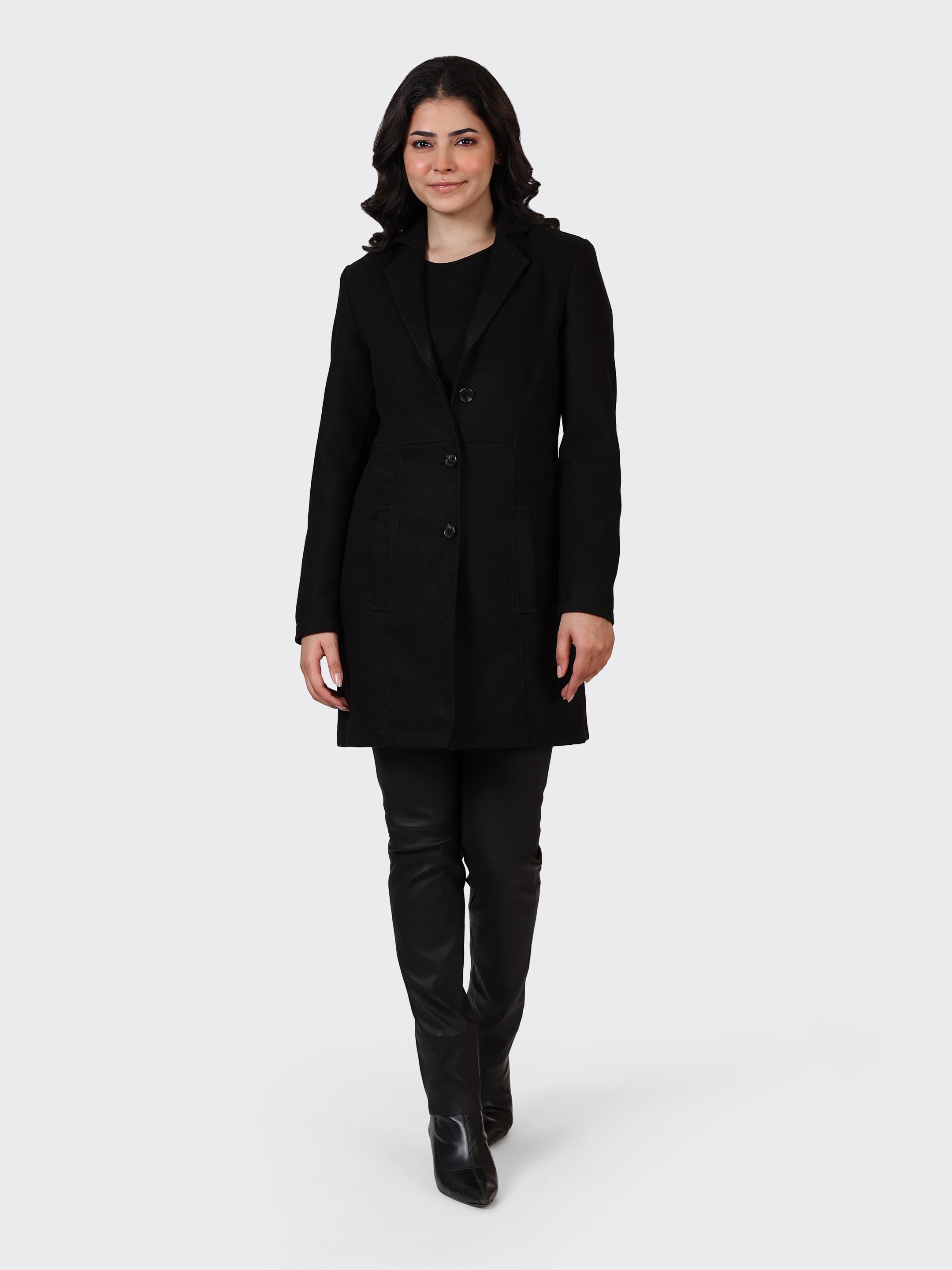 LADIES WOOLLEN JACKET-COGNAC