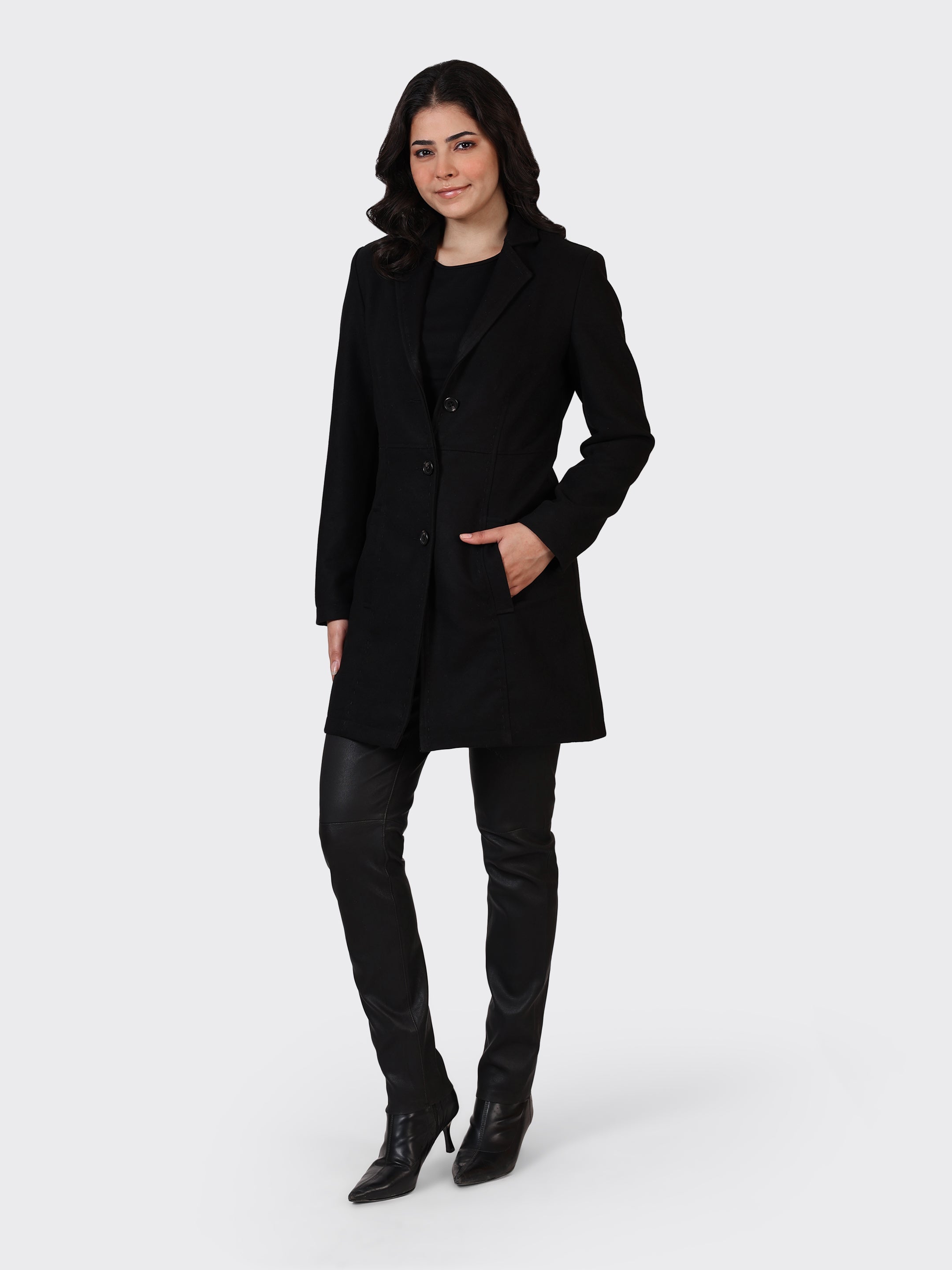 LADIES WOOLLEN JACKET-COGNAC