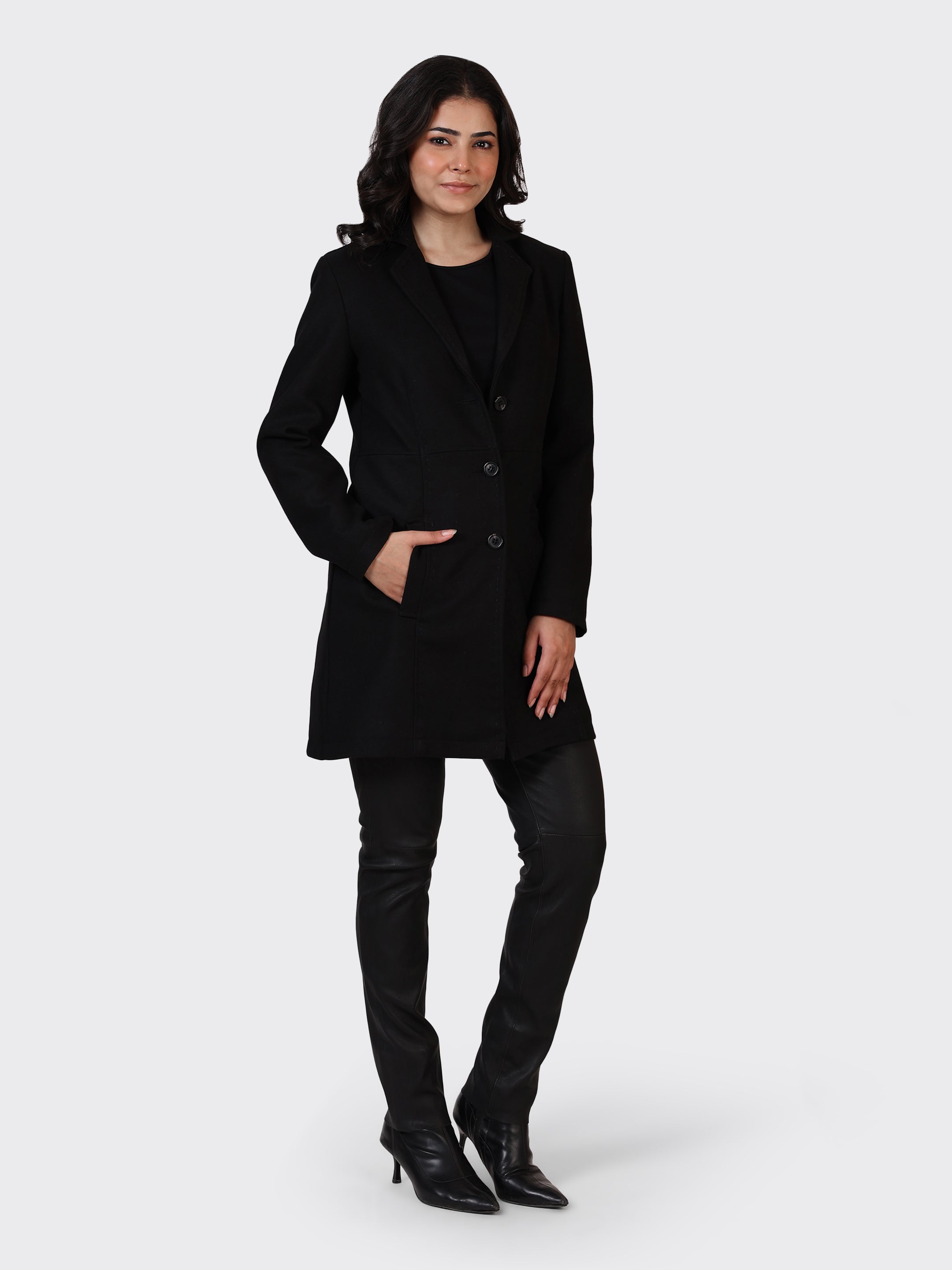 LADIES WOOLLEN JACKET-COGNAC