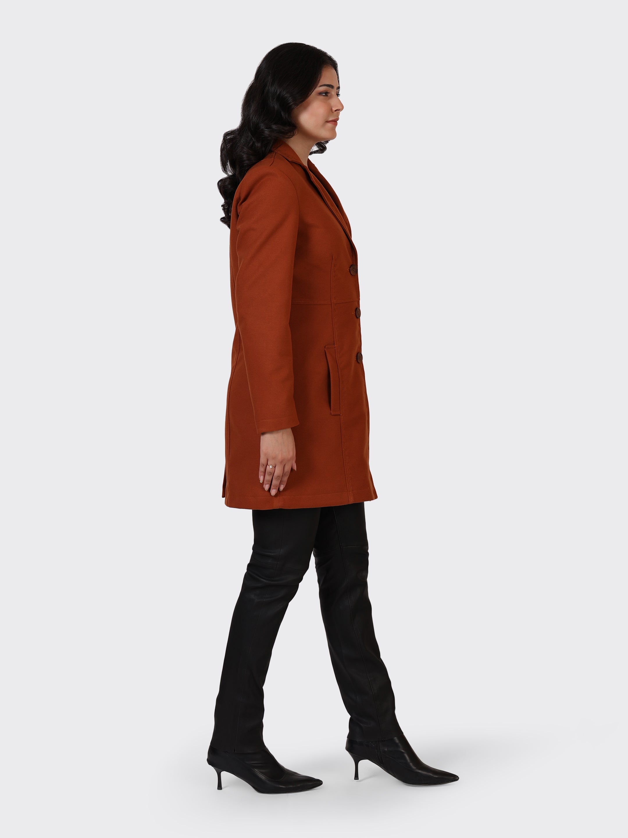 LADIES WOOLLEN JACKET-COGNAC