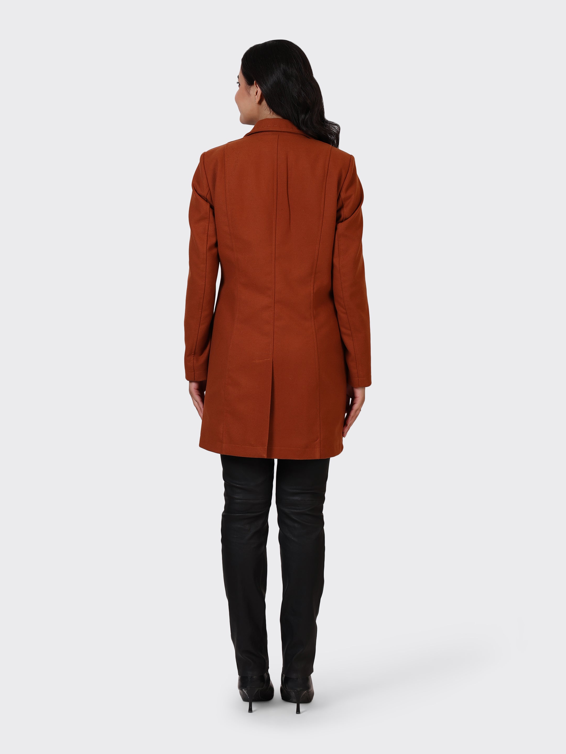 LADIES WOOLLEN JACKET-COGNAC