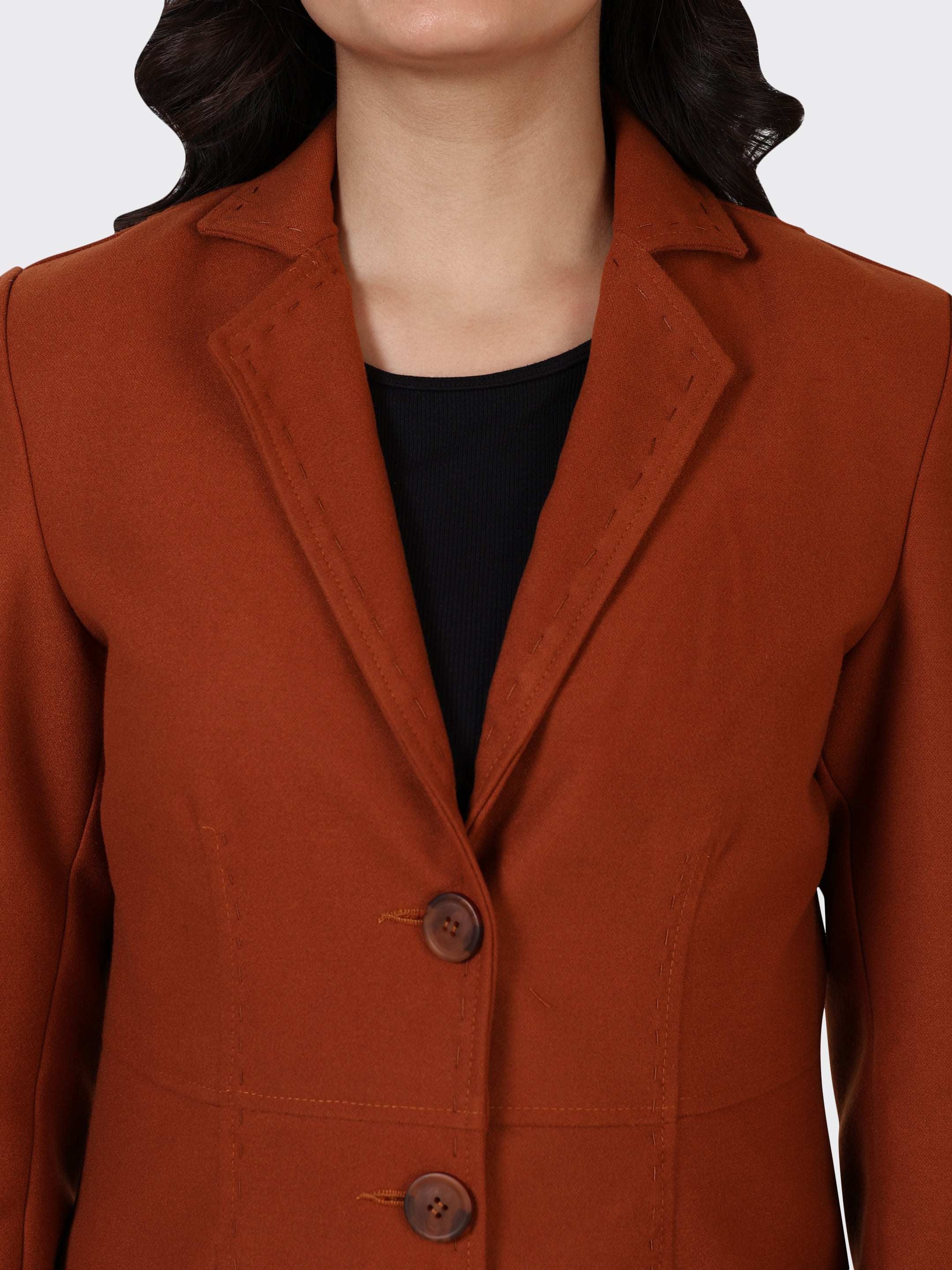LADIES WOOLLEN JACKET-COGNAC