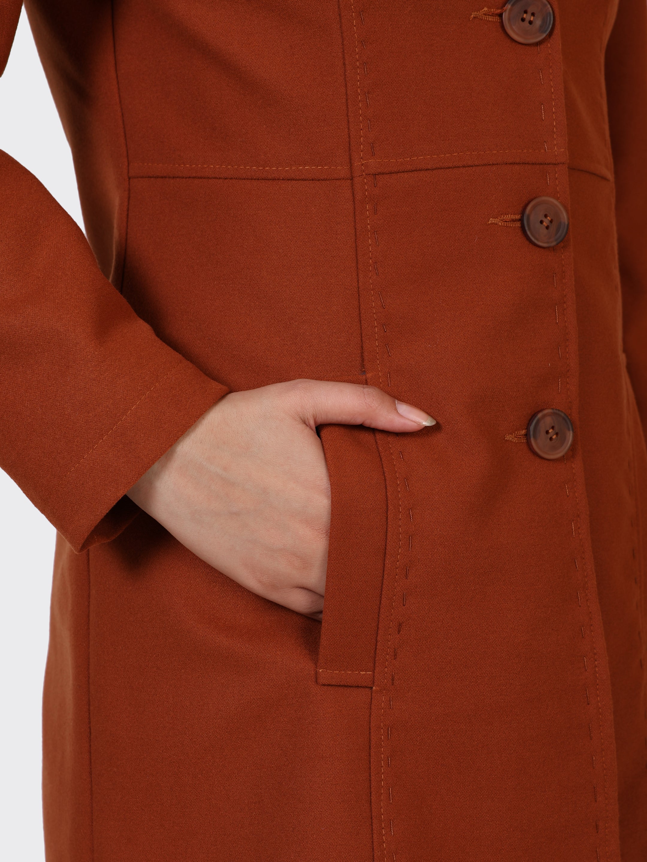 LADIES WOOLLEN JACKET-COGNAC