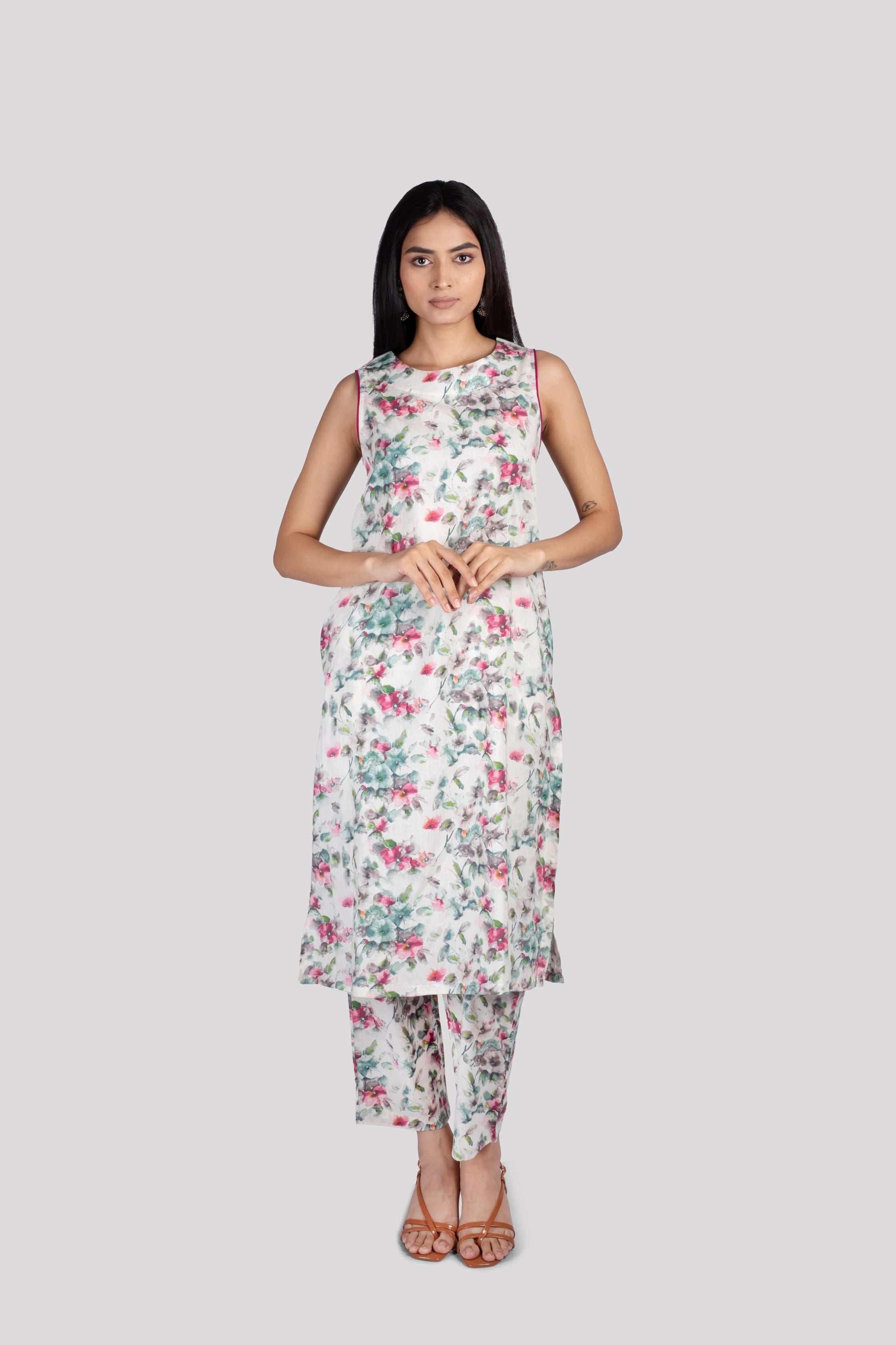 WOMEN SOFT COTTON KURTA SET FLORAL PRINT