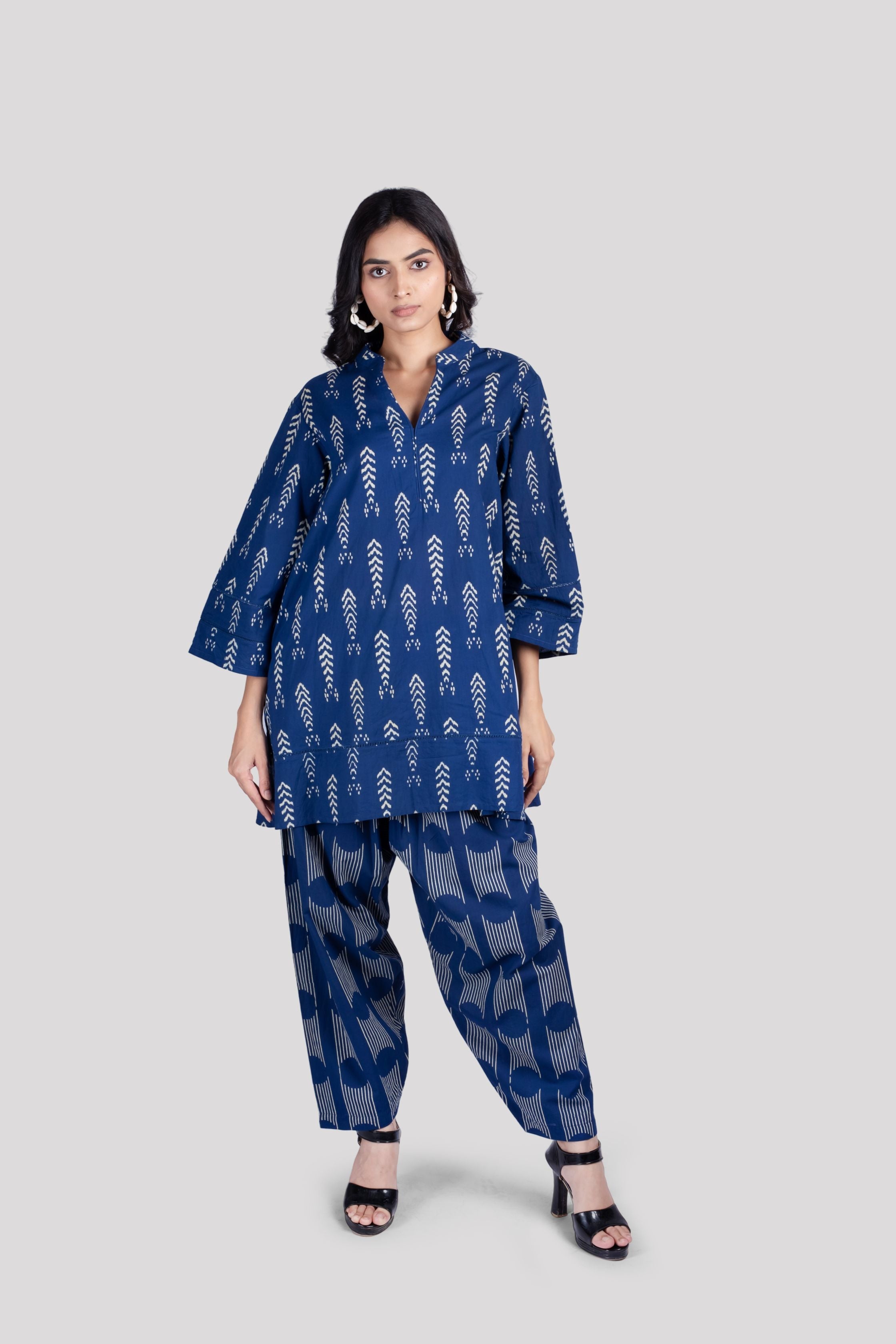 WOMEN COTTON CO ORD SET LACE ON SLEEVES & HEM WITH COMFORT SALWAR