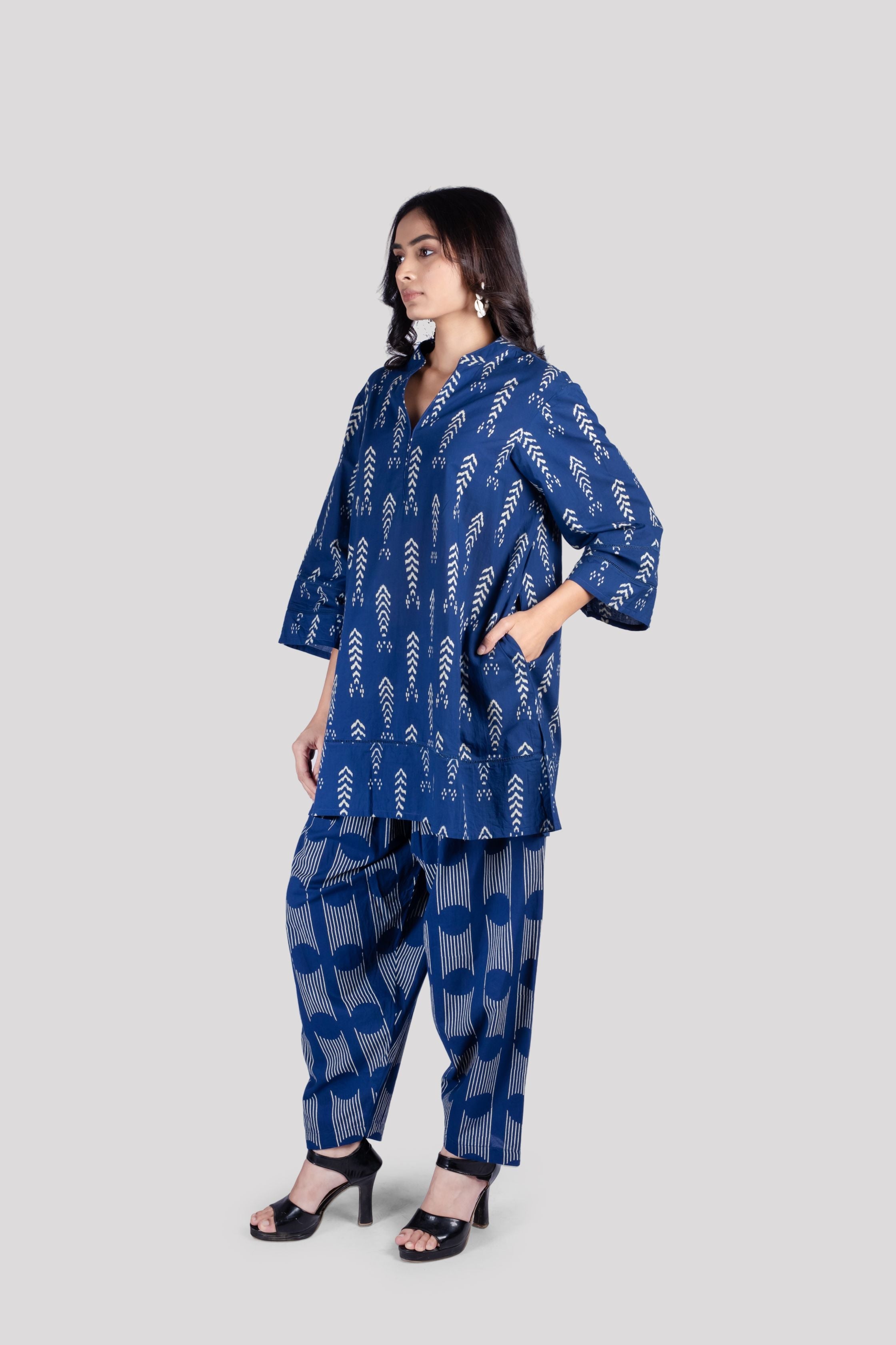 WOMEN COTTON CO ORD SET LACE ON SLEEVES & HEM WITH COMFORT SALWAR