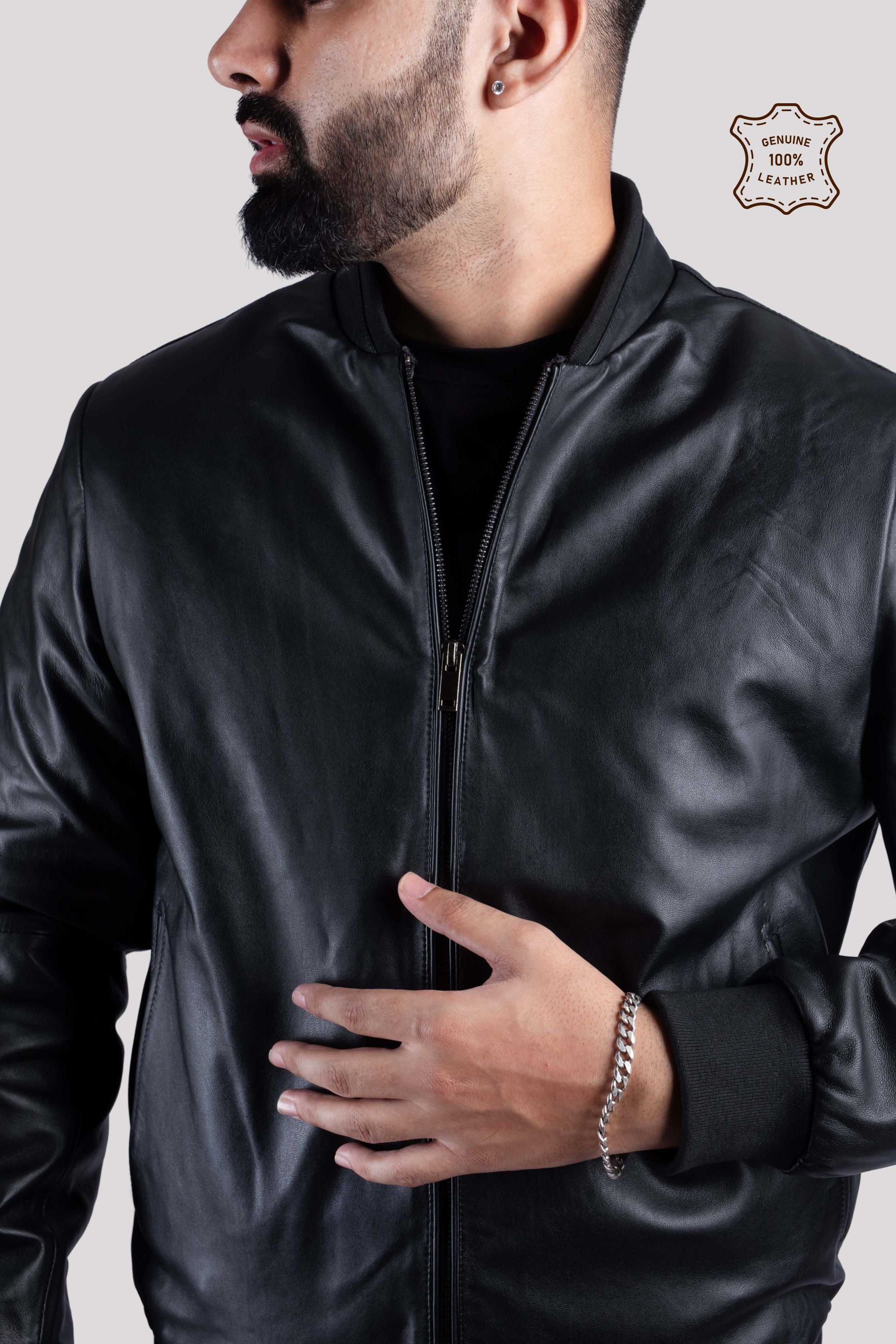 MENS BOMBER LEATHER JACKET