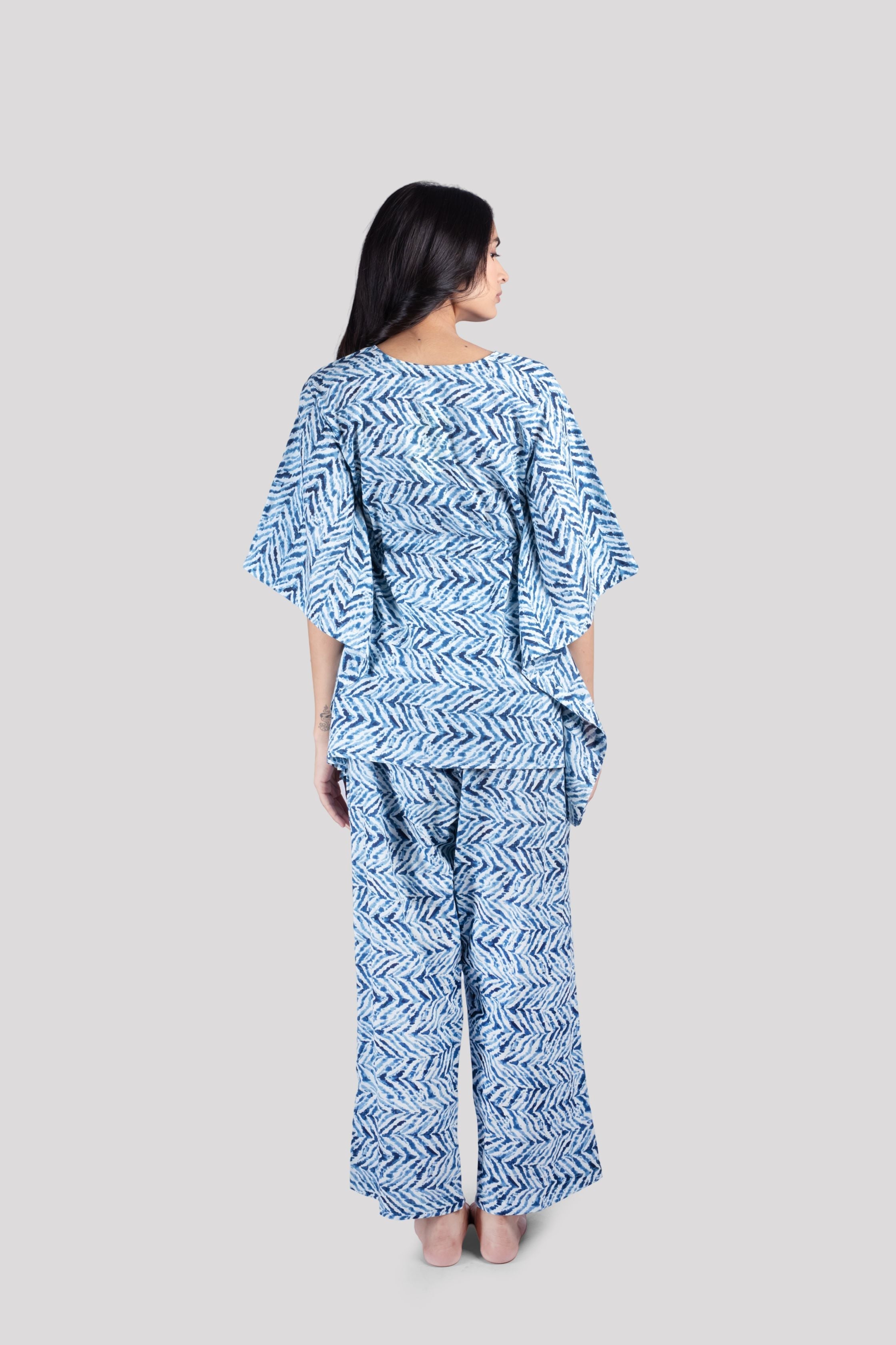 WOMEN SOFT COTTON SHORT KAFTAN NIGHT SUIT SET