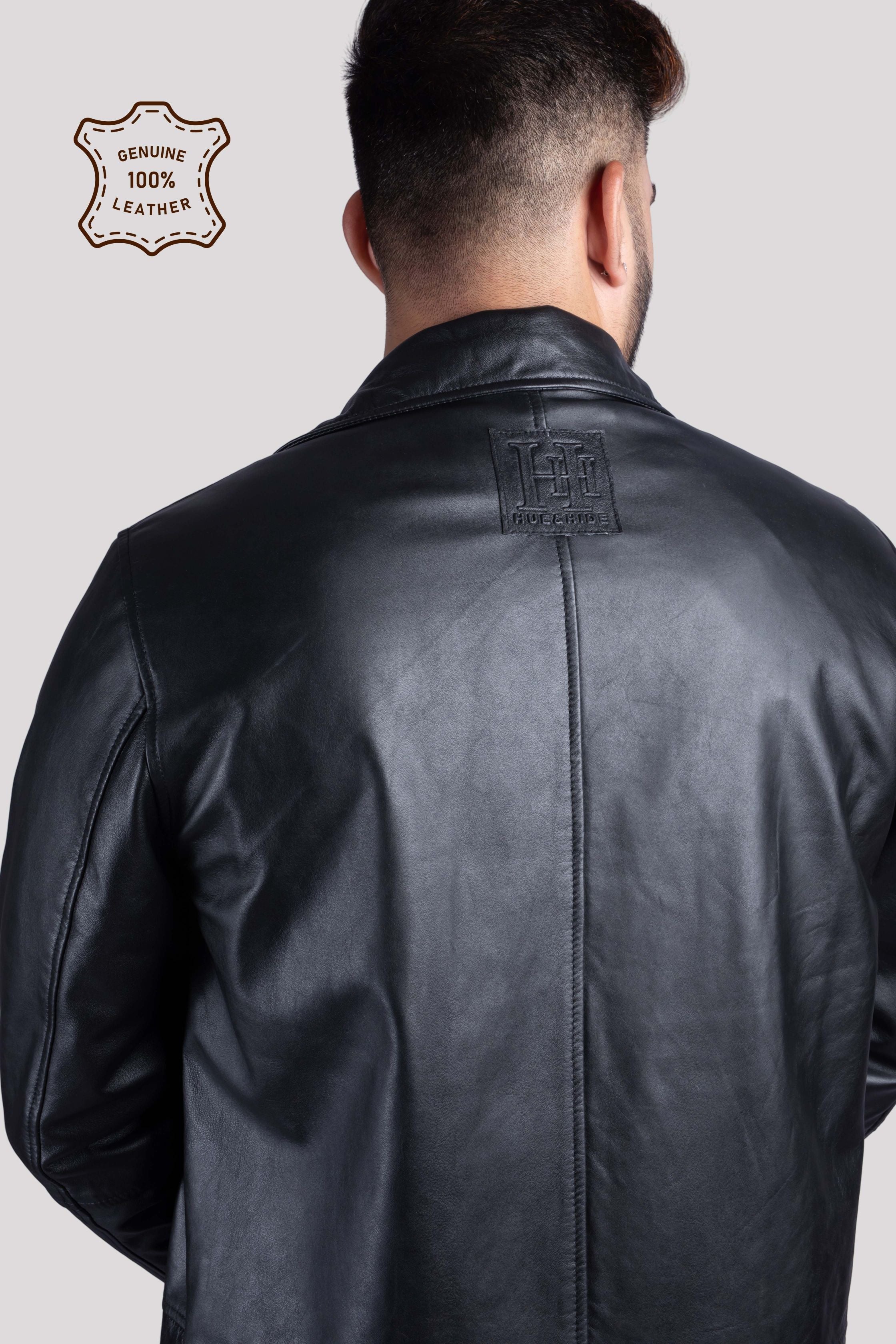 MENS LEATHER LONG JACKET