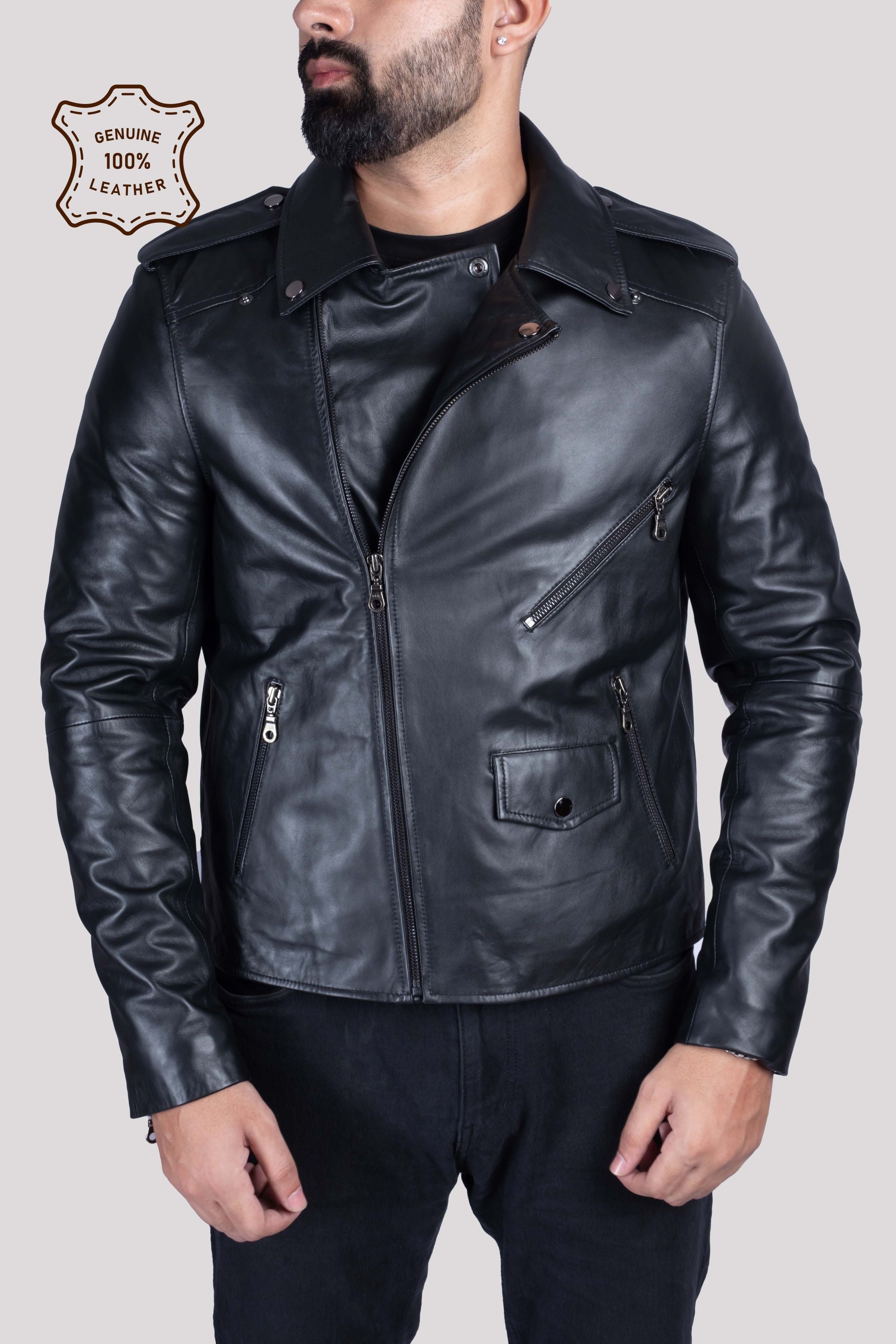 MENS BIKER LEATHER JACKET