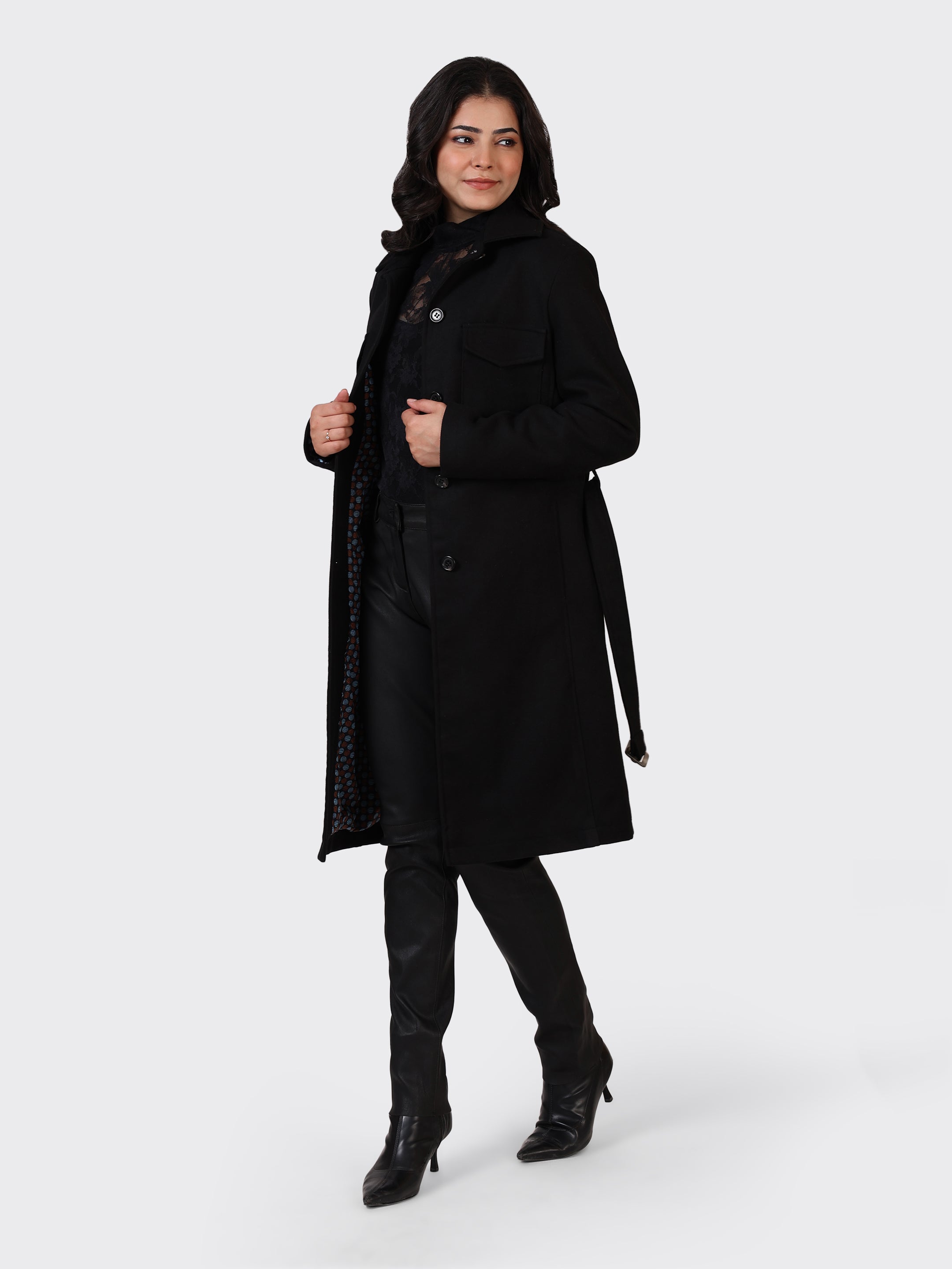LADIES WOOLLEN JACKET-BLACK