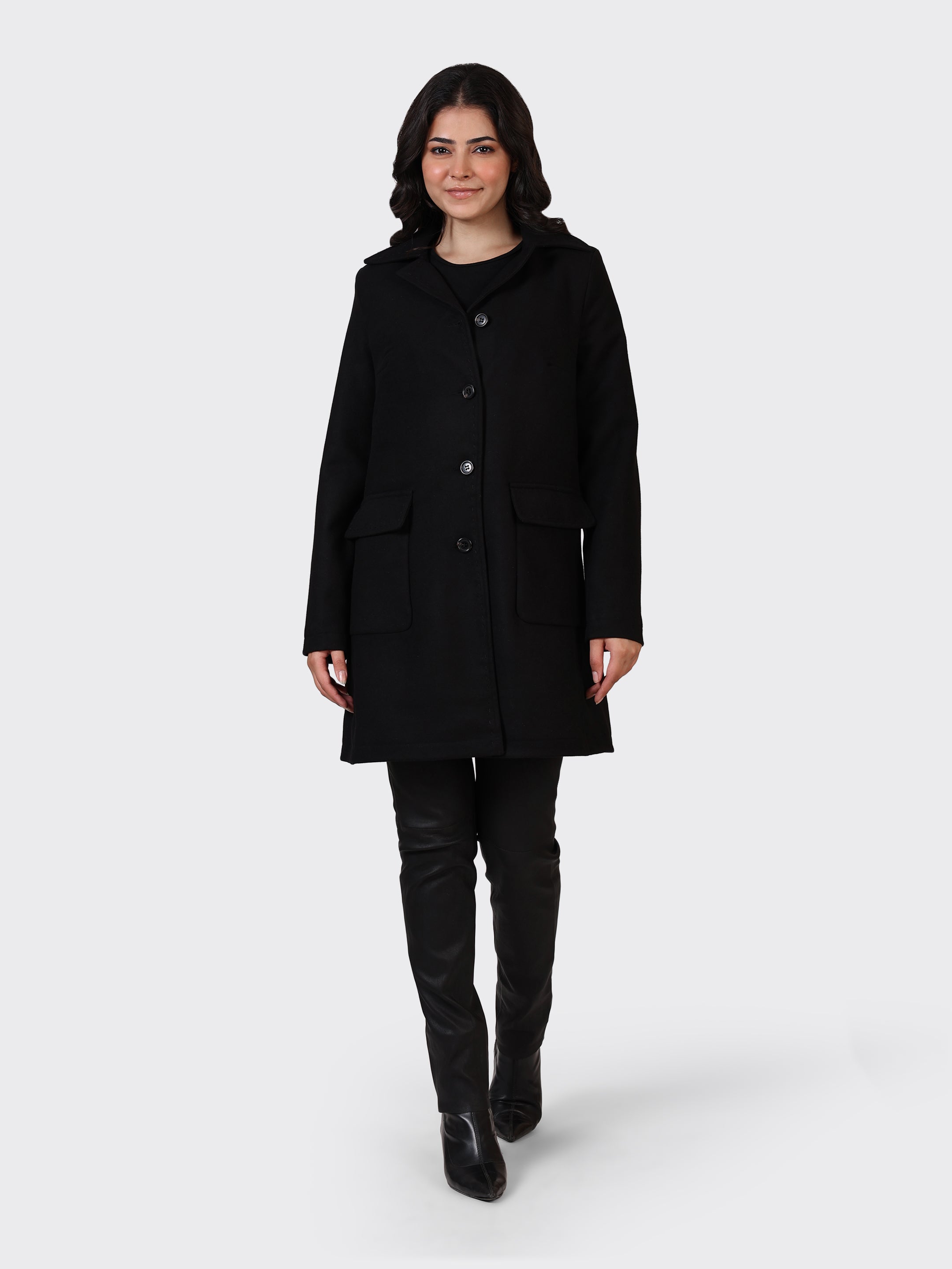 LADIES WOOLLEN JACKET-BLACK