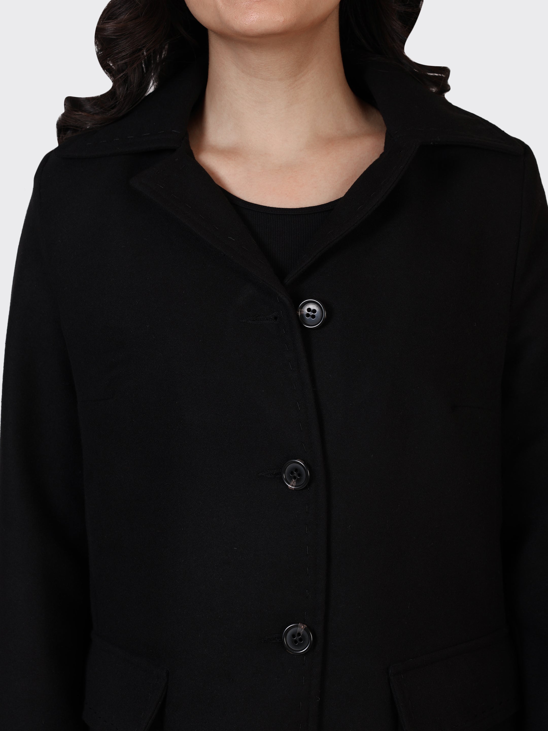 LADIES WOOLLEN JACKET-BLACK