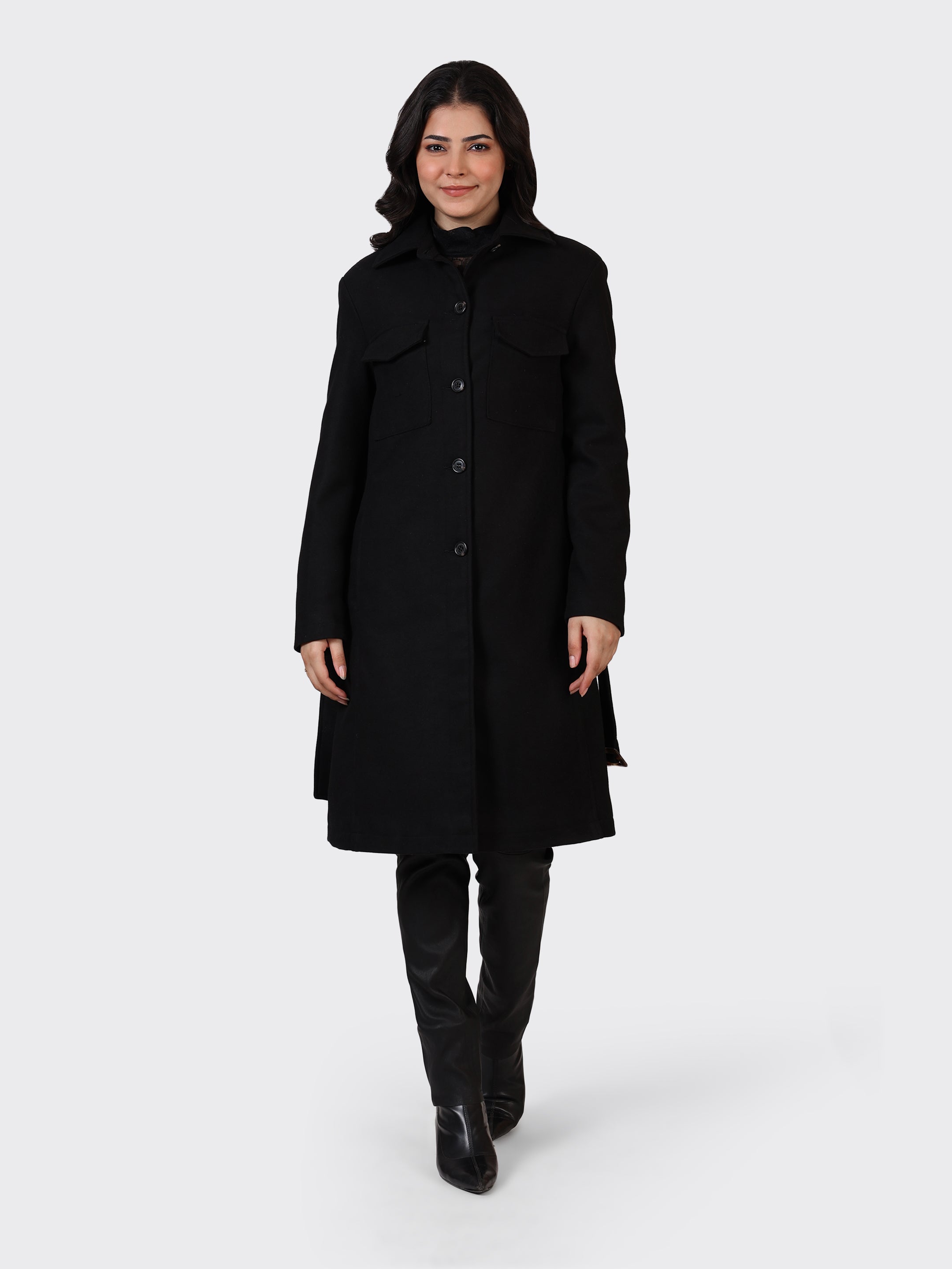 LADIES WOOLLEN JACKET-BLACK